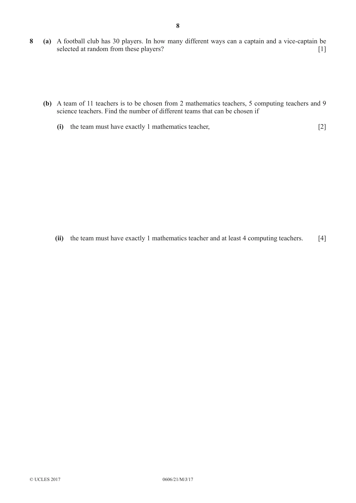 Cambridge IGCSE Mathematics - Additional 0606 2017 May/June Paper 2 · Variant 1 question paper, page 8 of 12
