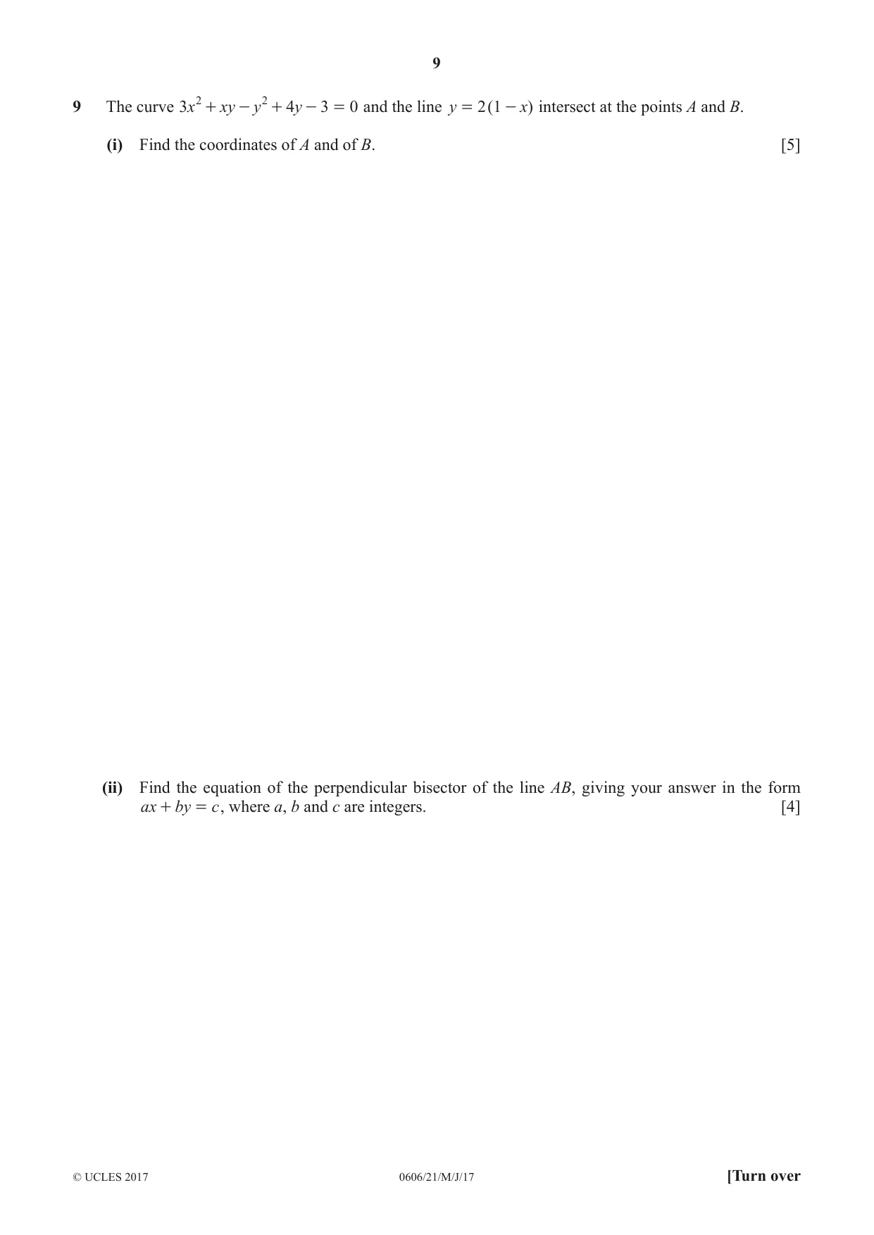 Cambridge IGCSE Mathematics - Additional 0606 2017 May/June Paper 2 · Variant 1 question paper, page 9 of 12