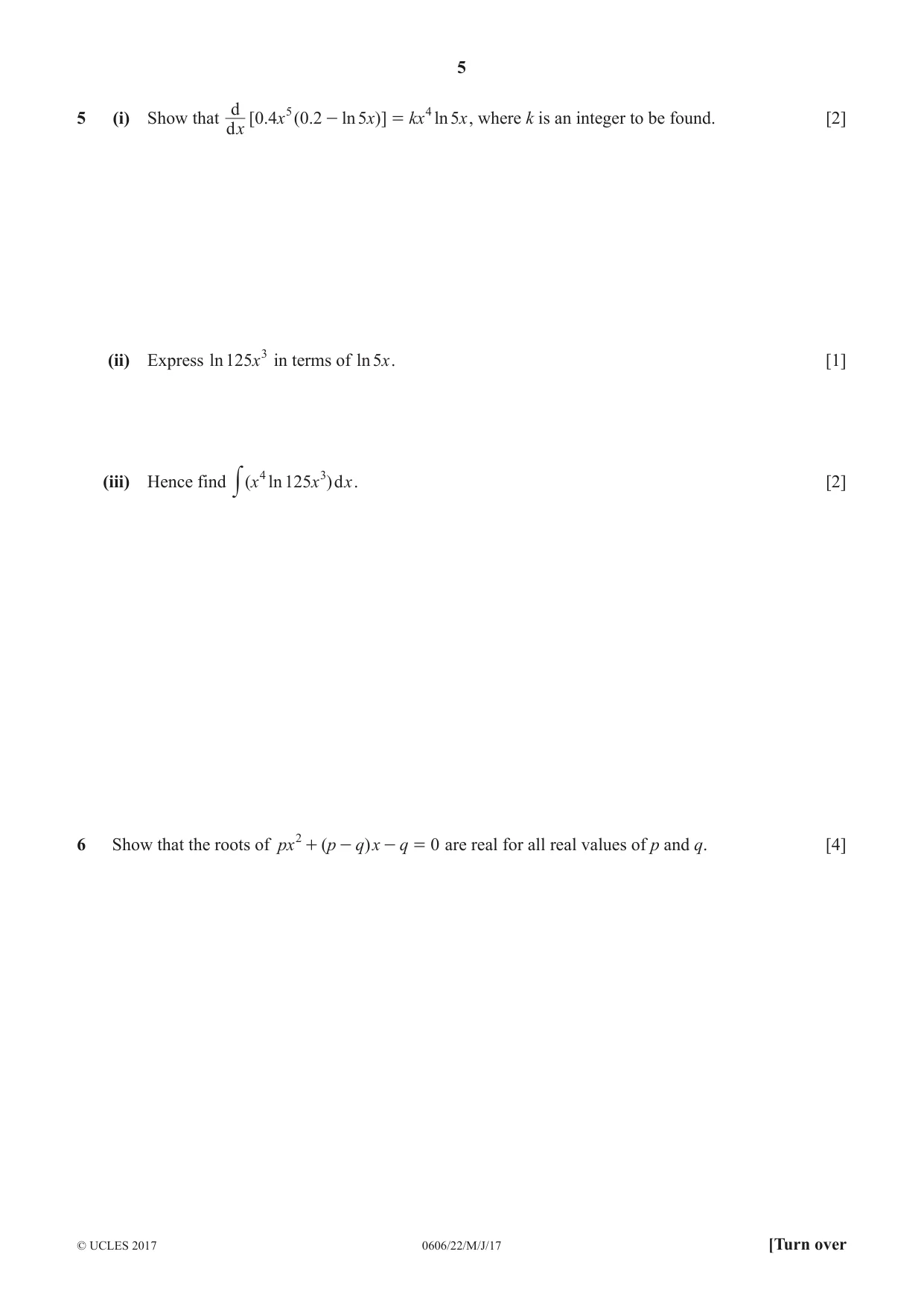 Cambridge IGCSE Mathematics - Additional 0606 2017 May/June Paper 2 · Variant 2 question paper, page 5 of 12