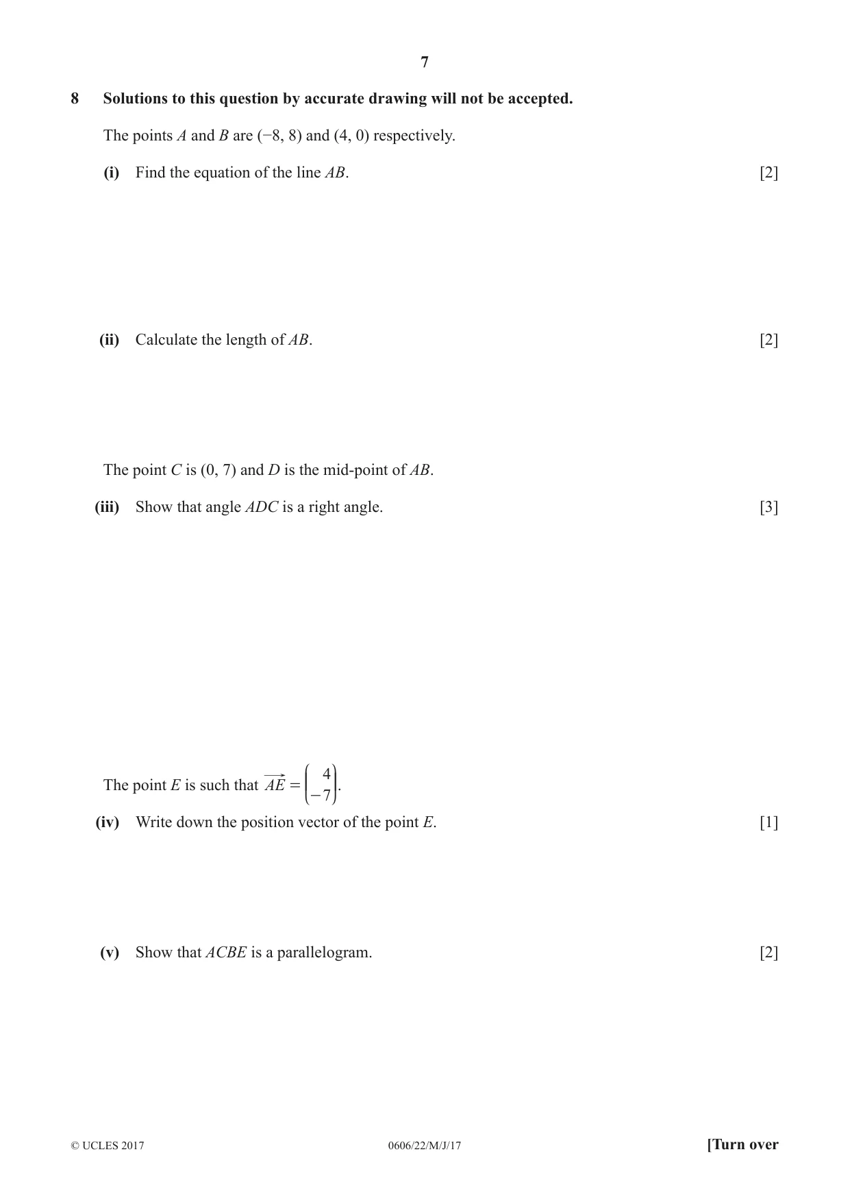 Cambridge IGCSE Mathematics - Additional 0606 2017 May/June Paper 2 · Variant 2 question paper, page 7 of 12