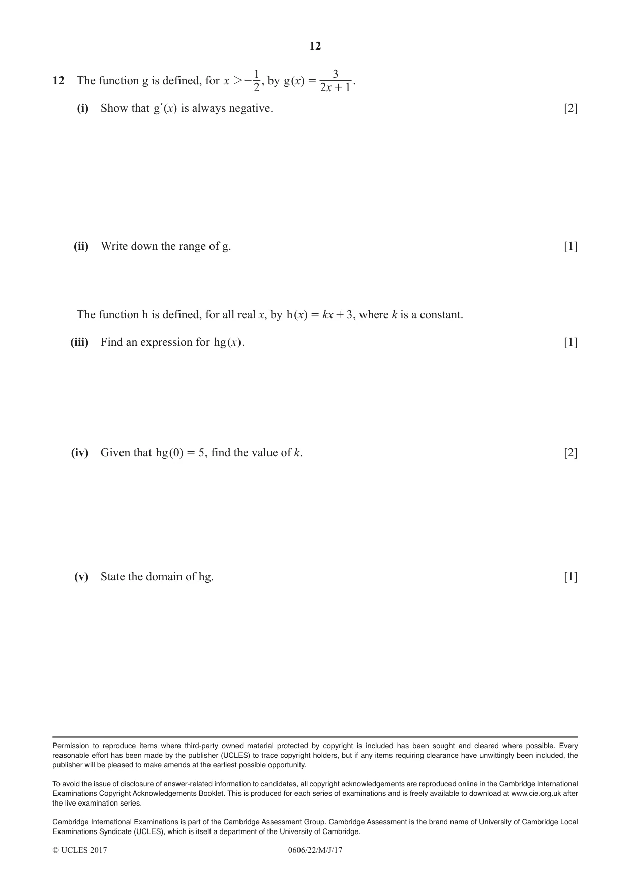 Cambridge IGCSE Mathematics - Additional 0606 2017 May/June Paper 2 · Variant 2 question paper, page 12 of 12