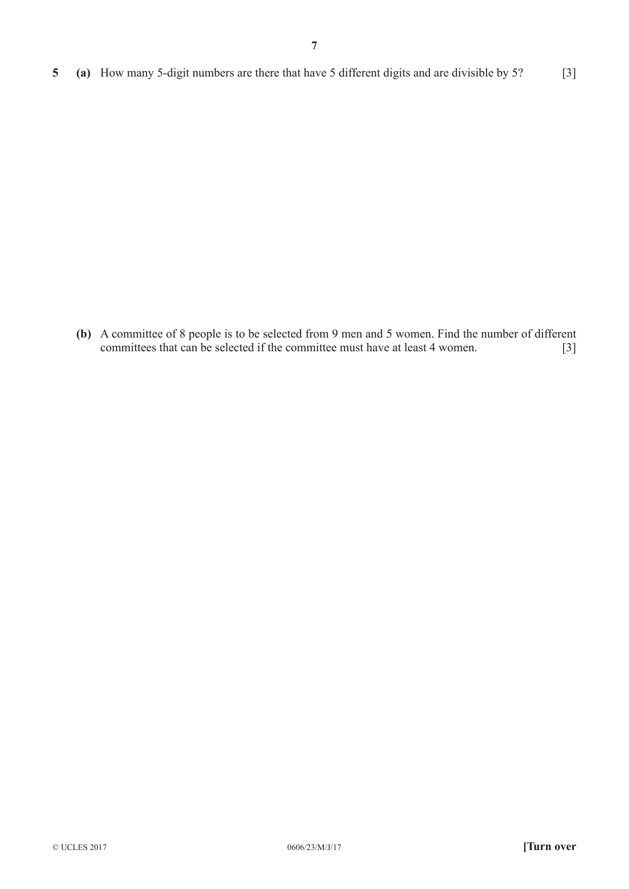 Cambridge IGCSE Mathematics - Additional 0606 2017 May/June Paper 2 · Variant 3 question paper, page 7 of 16