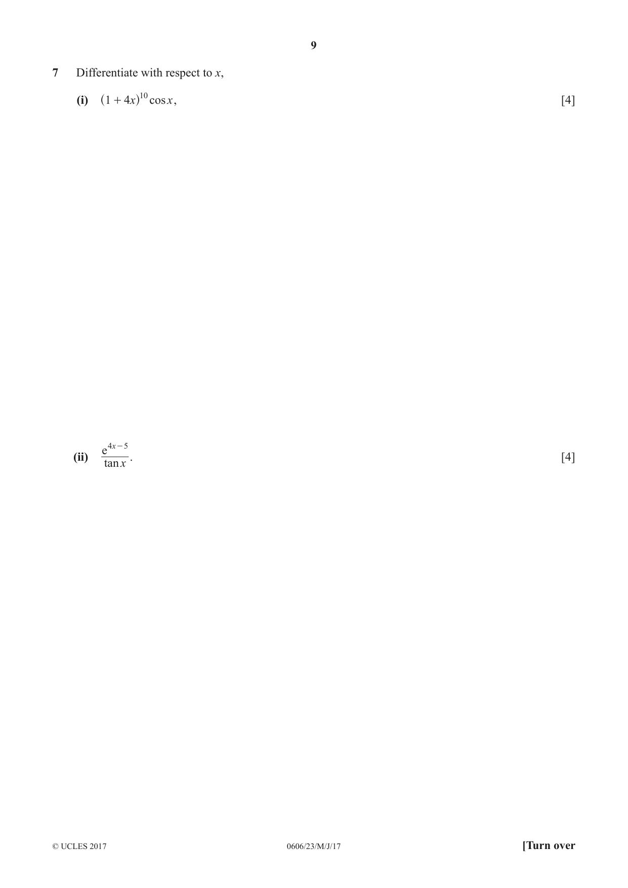 Cambridge IGCSE Mathematics - Additional 0606 2017 May/June Paper 2 · Variant 3 question paper, page 9 of 16