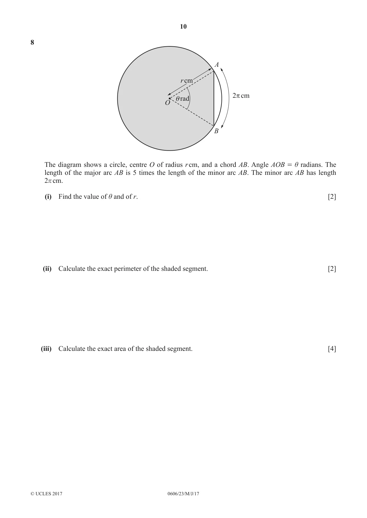 Cambridge IGCSE Mathematics - Additional 0606 2017 May/June Paper 2 · Variant 3 question paper, page 10 of 16