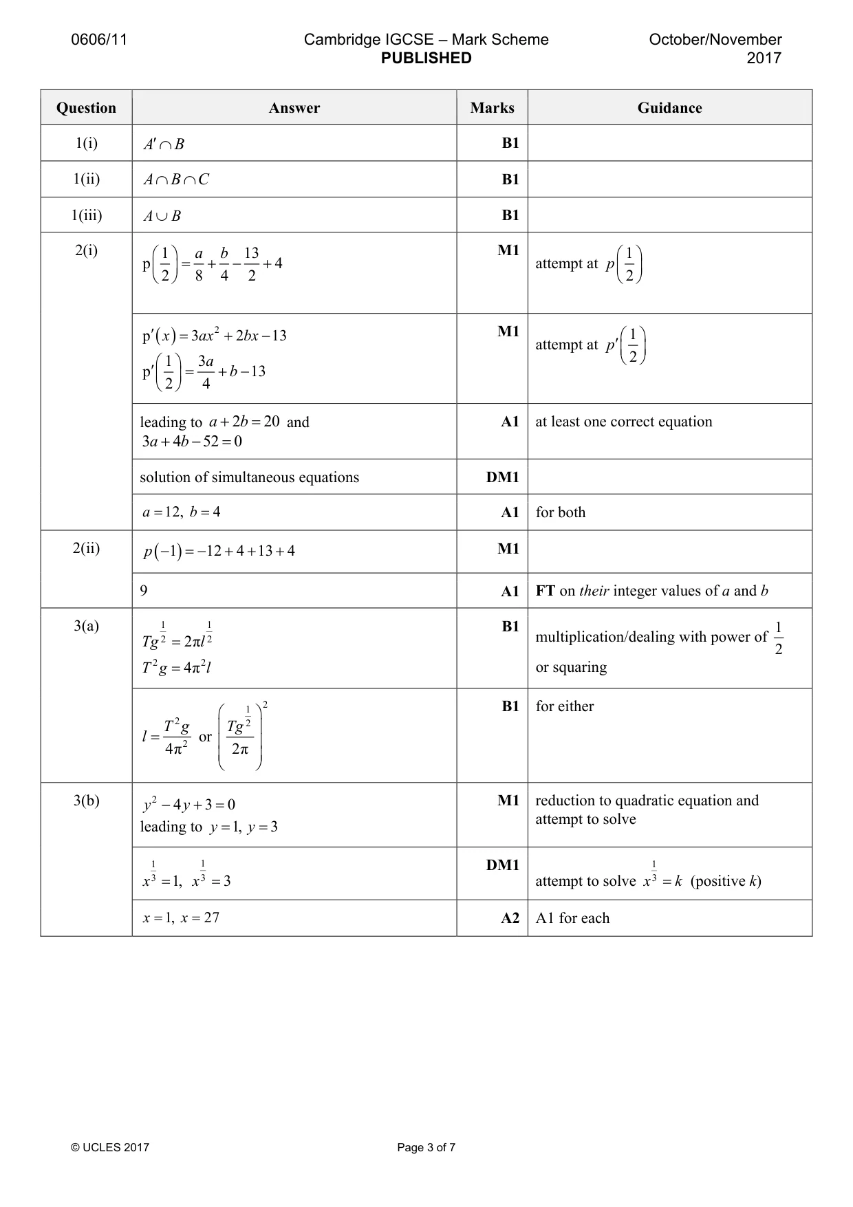 Mark scheme, page 3 of 7