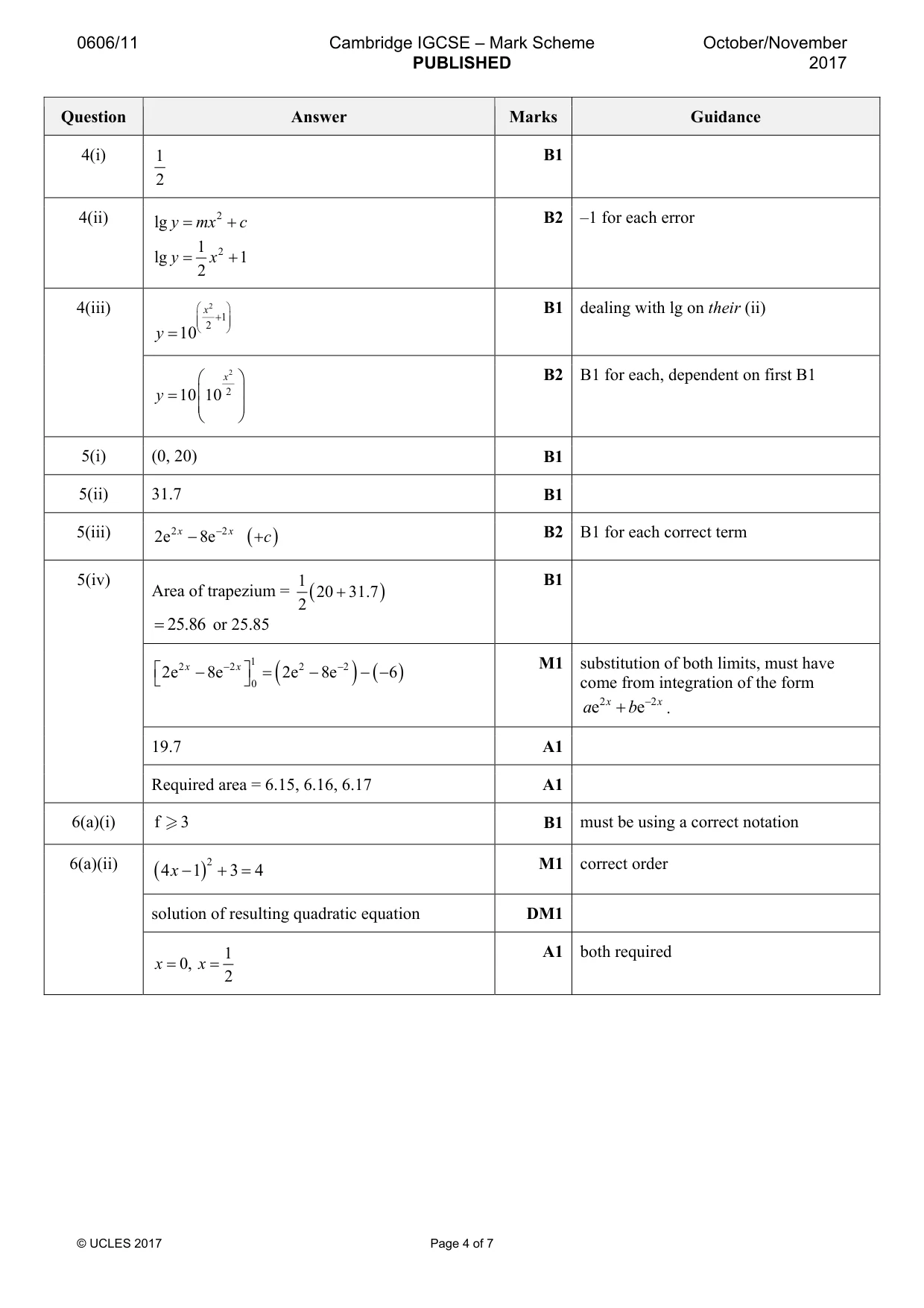 Mark scheme, page 4 of 7