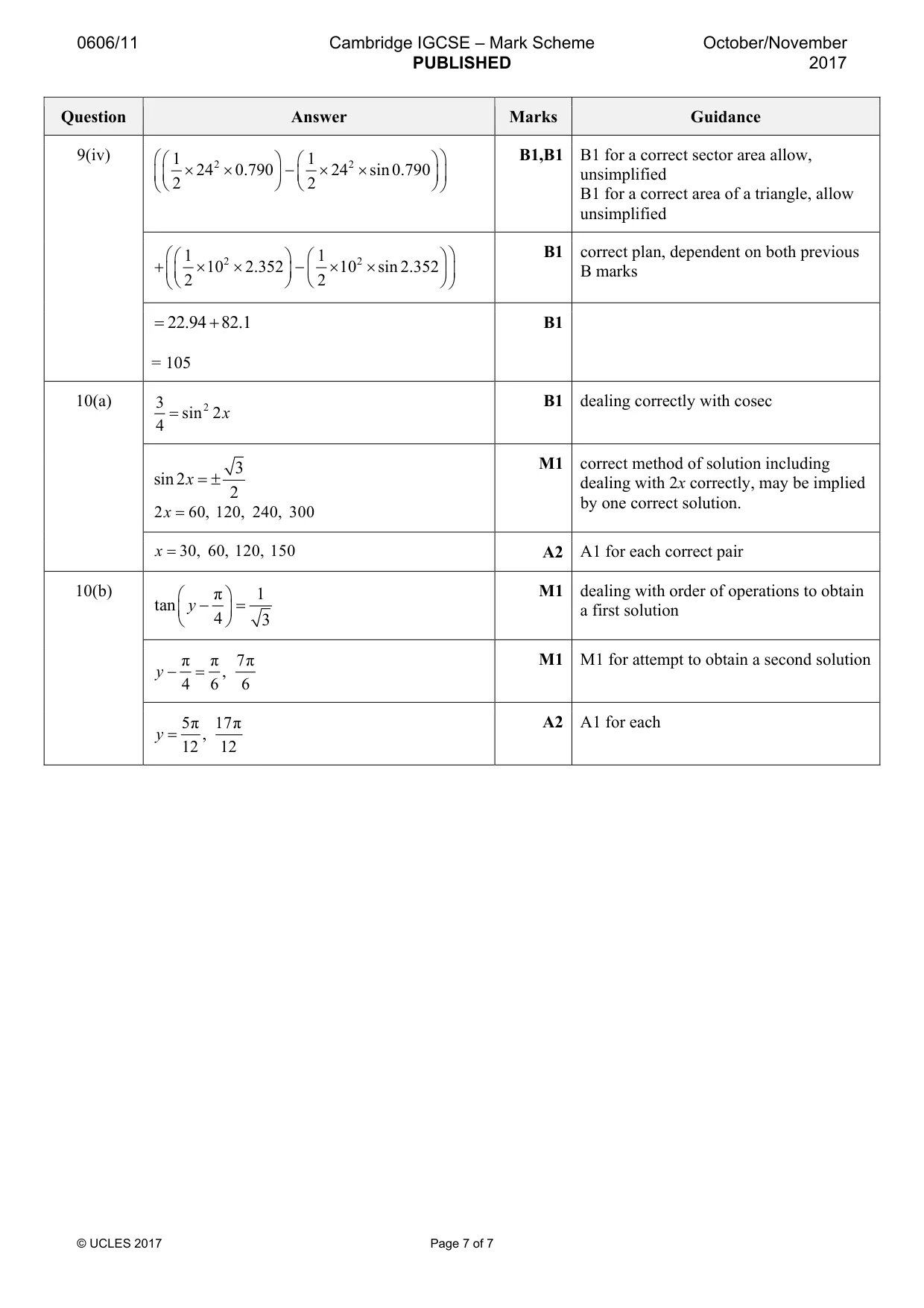 Mark scheme, page 7 of 7