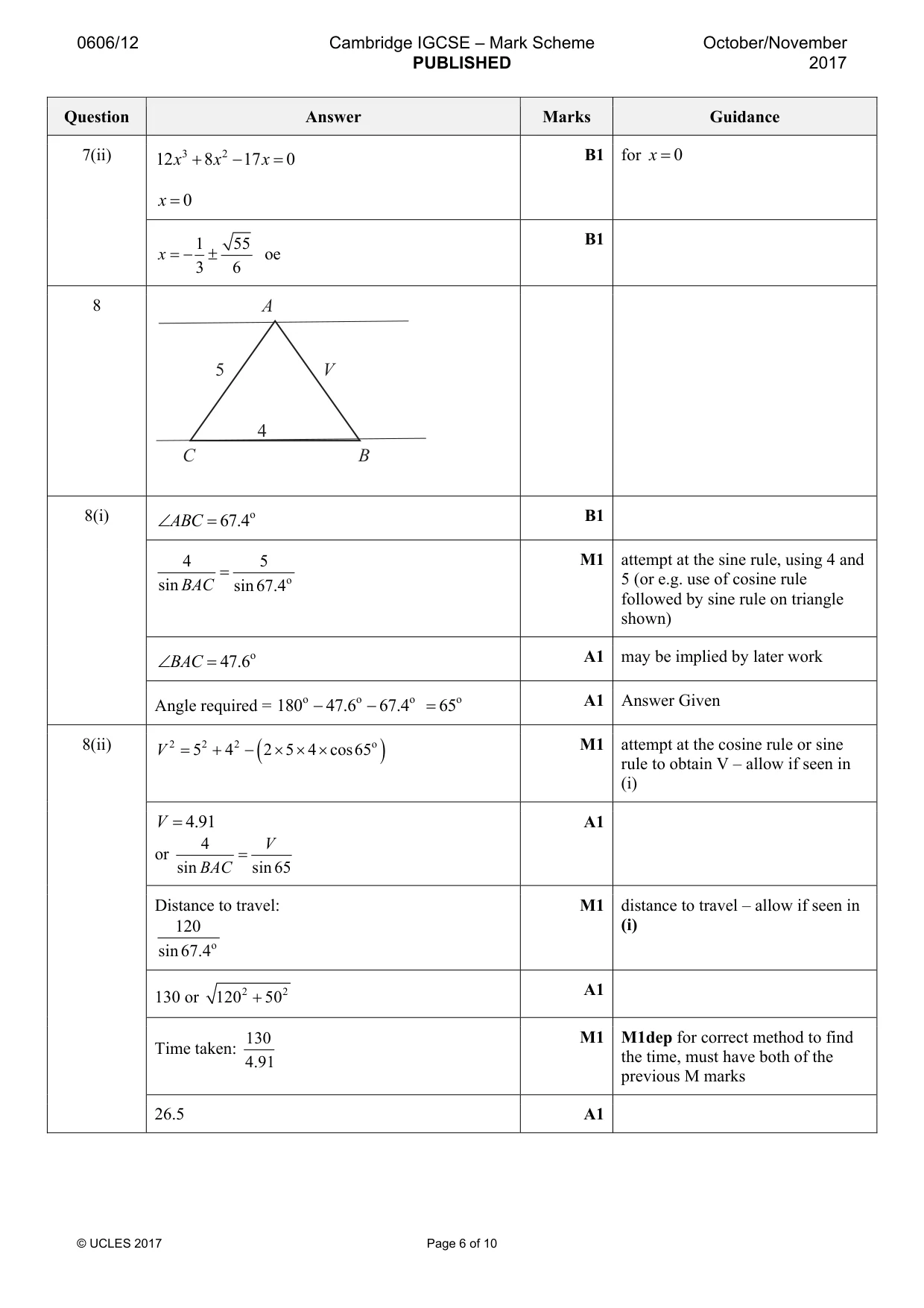 Mark scheme, page 6 of 10