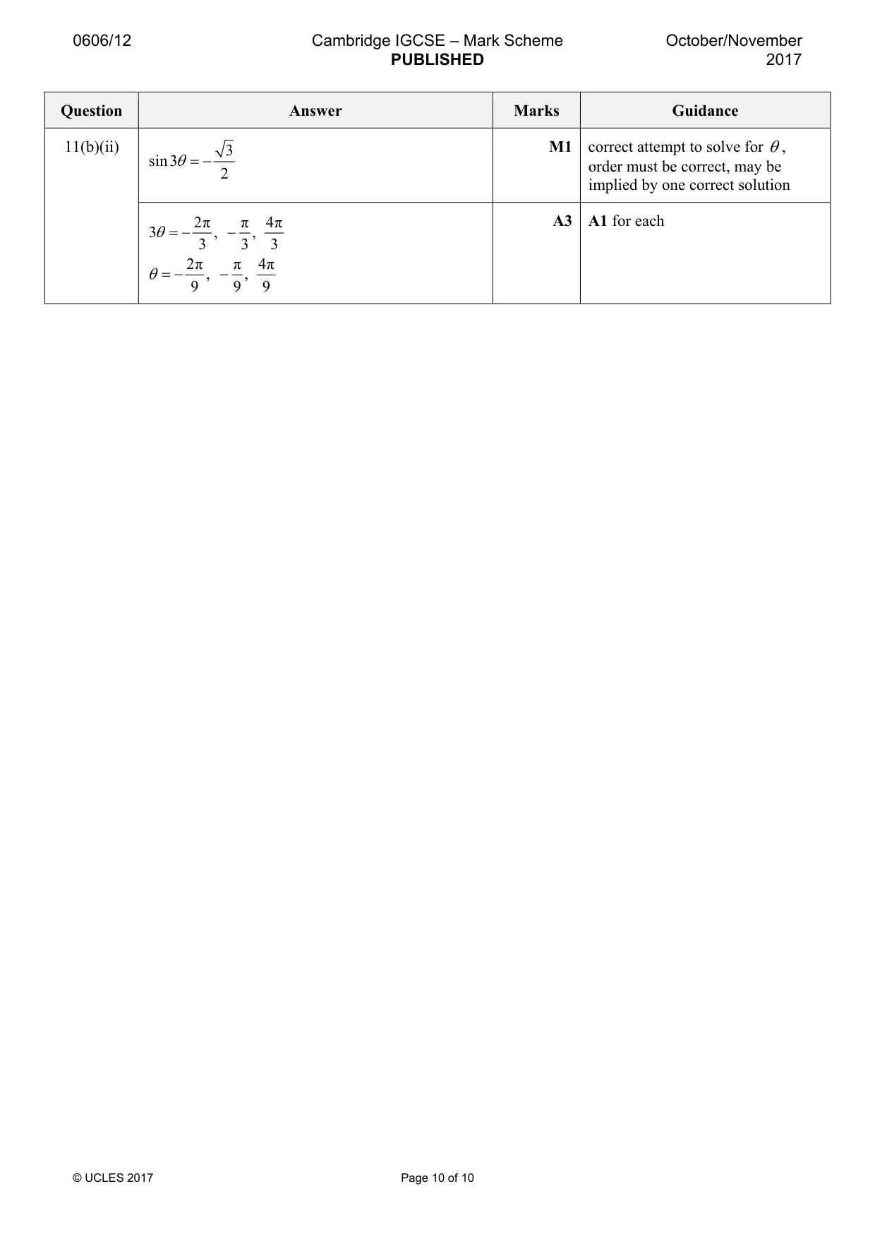 Mark scheme, page 10 of 10