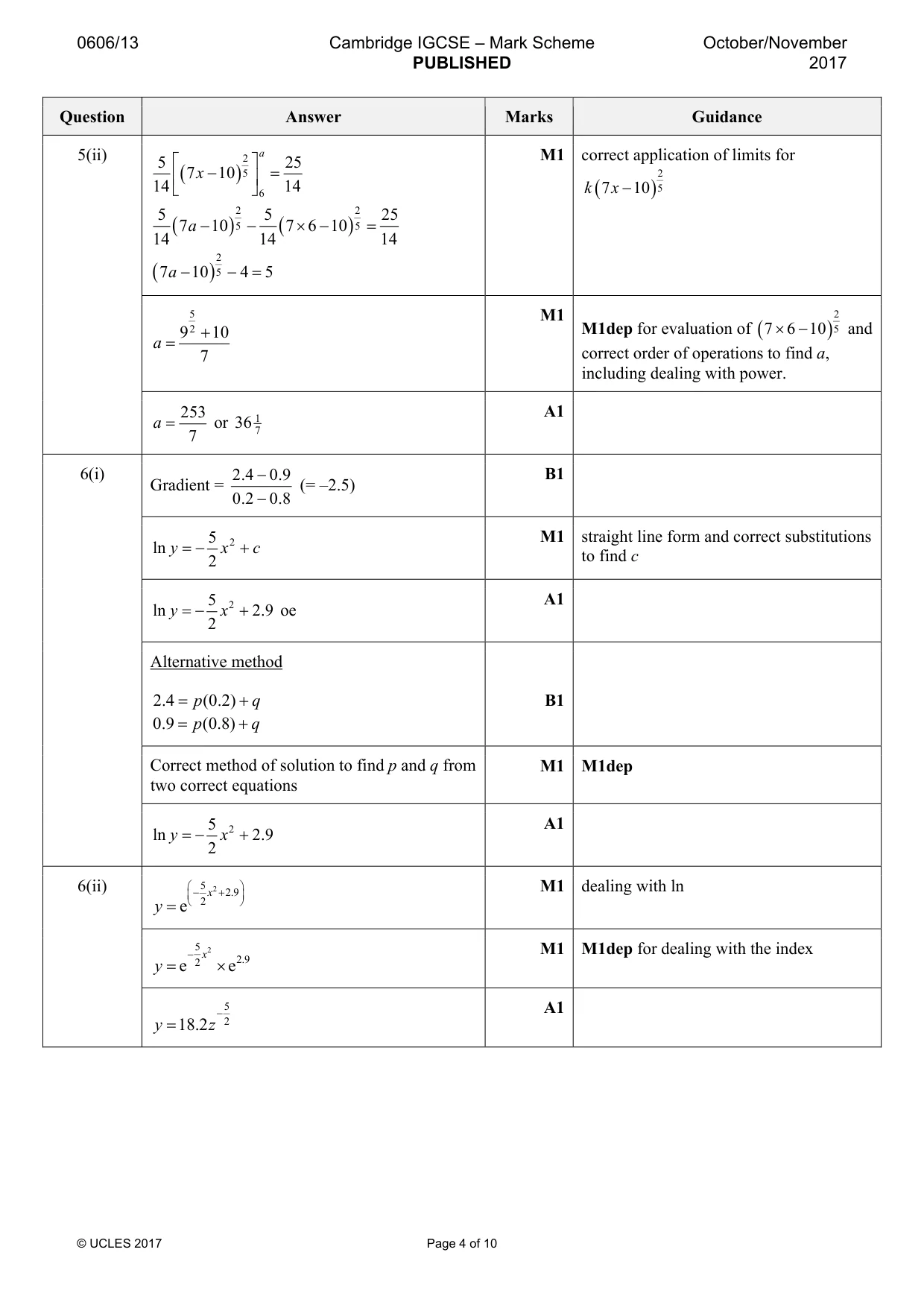 Mark scheme, page 4 of 10