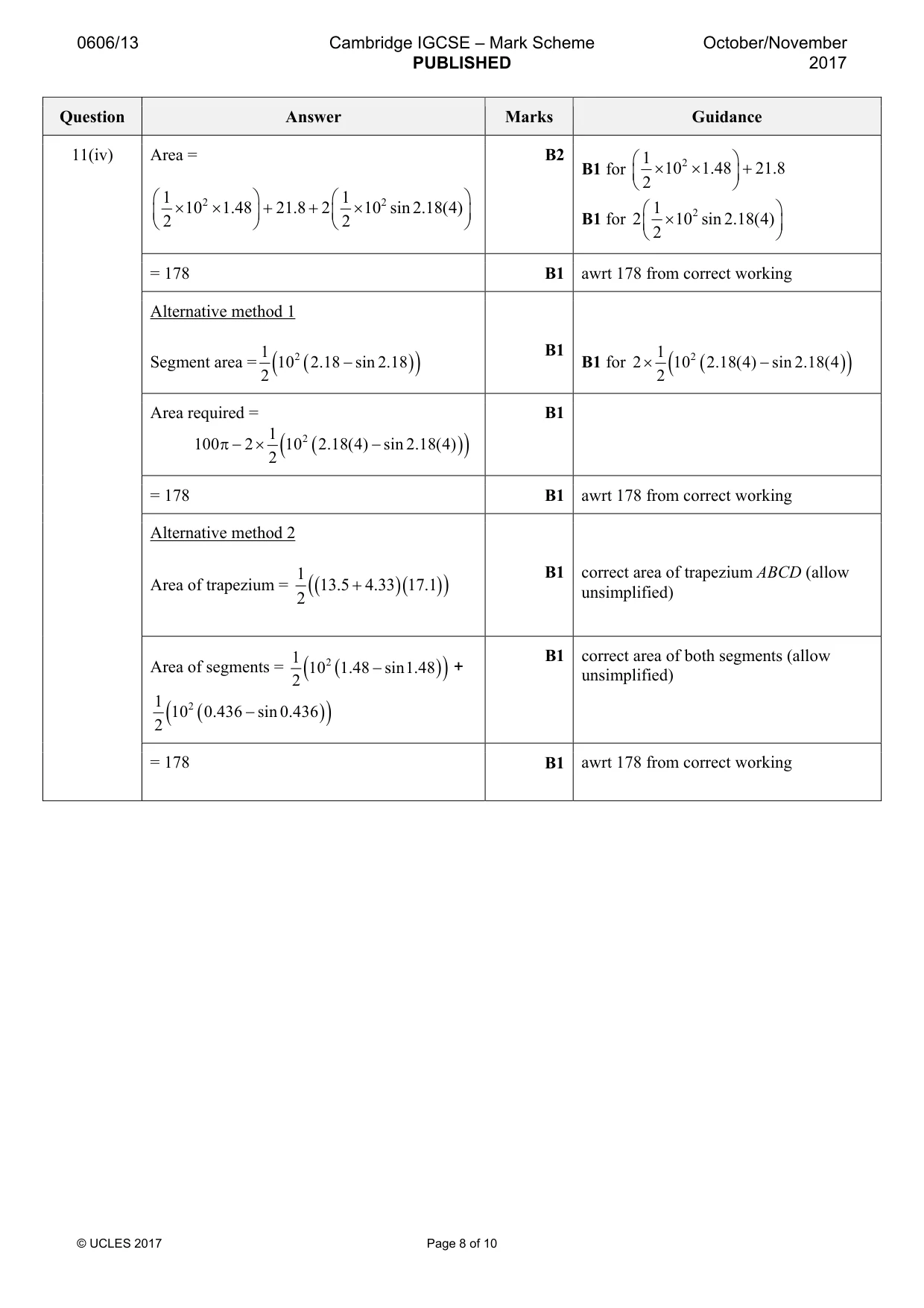 Mark scheme, page 8 of 10