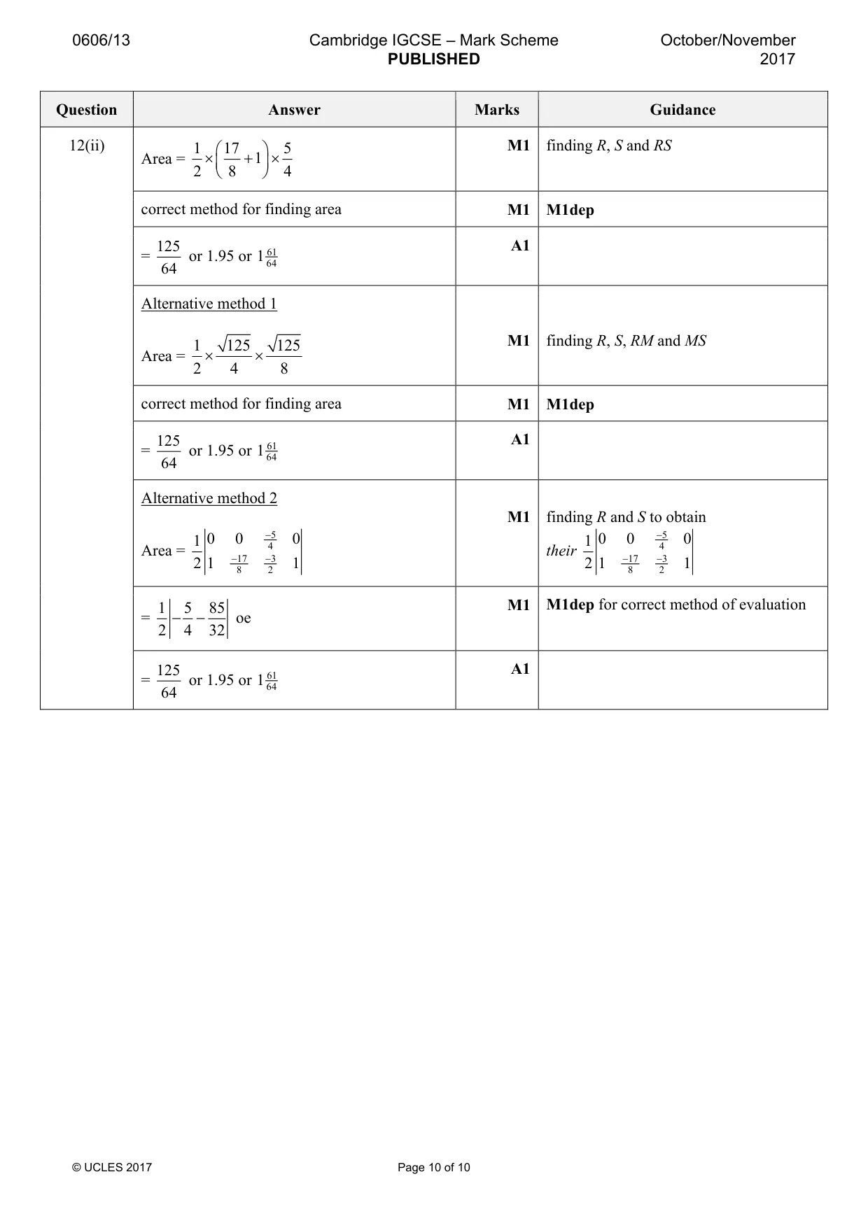 Mark scheme, page 10 of 10