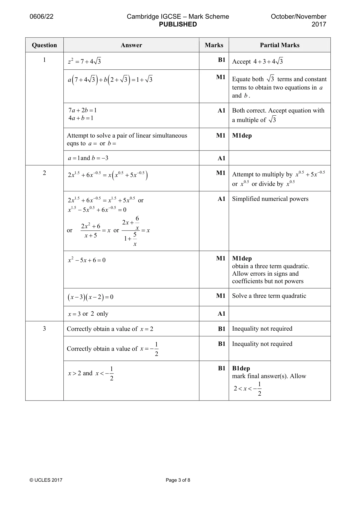 Mark scheme, page 3 of 8