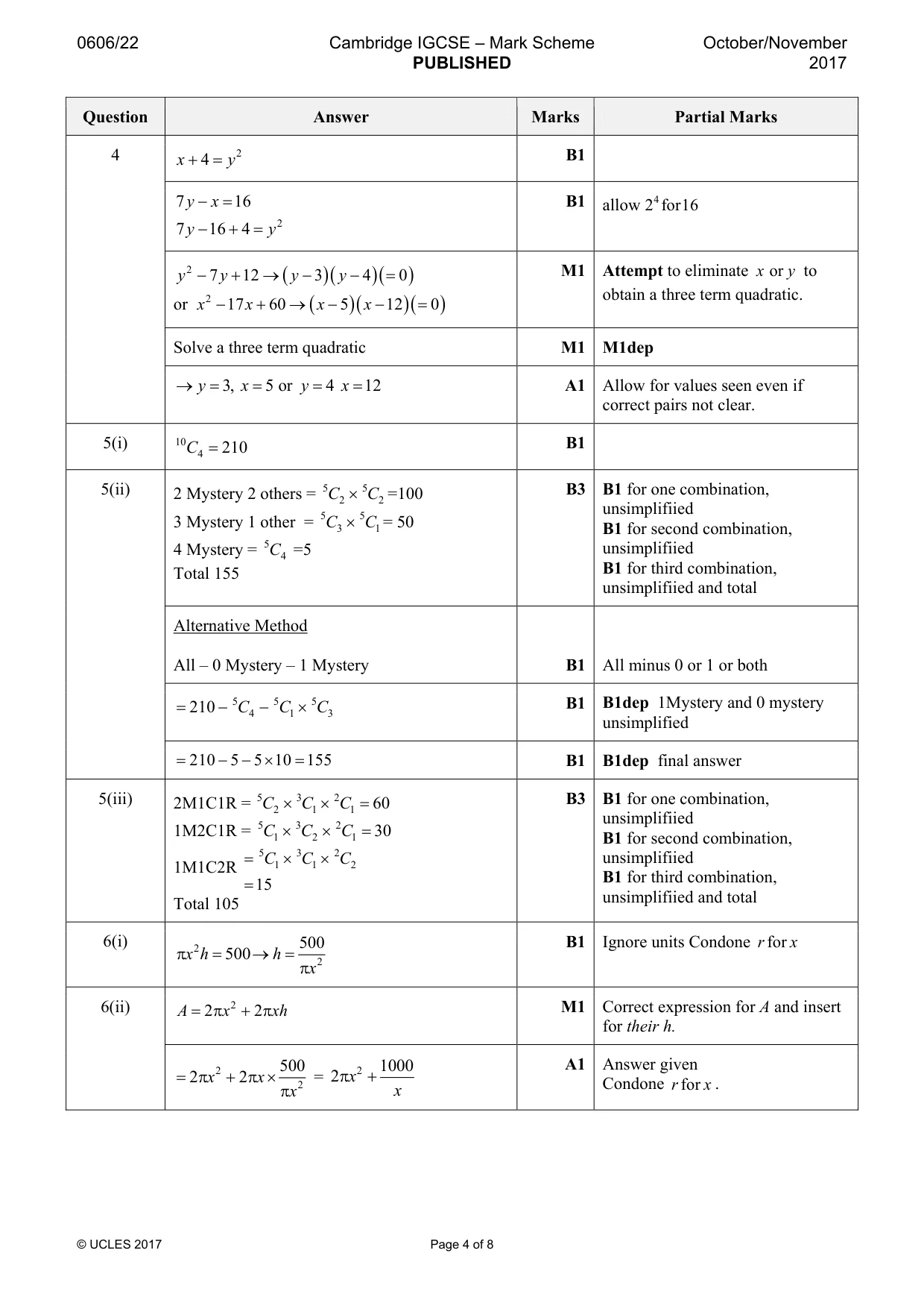Mark scheme, page 4 of 8