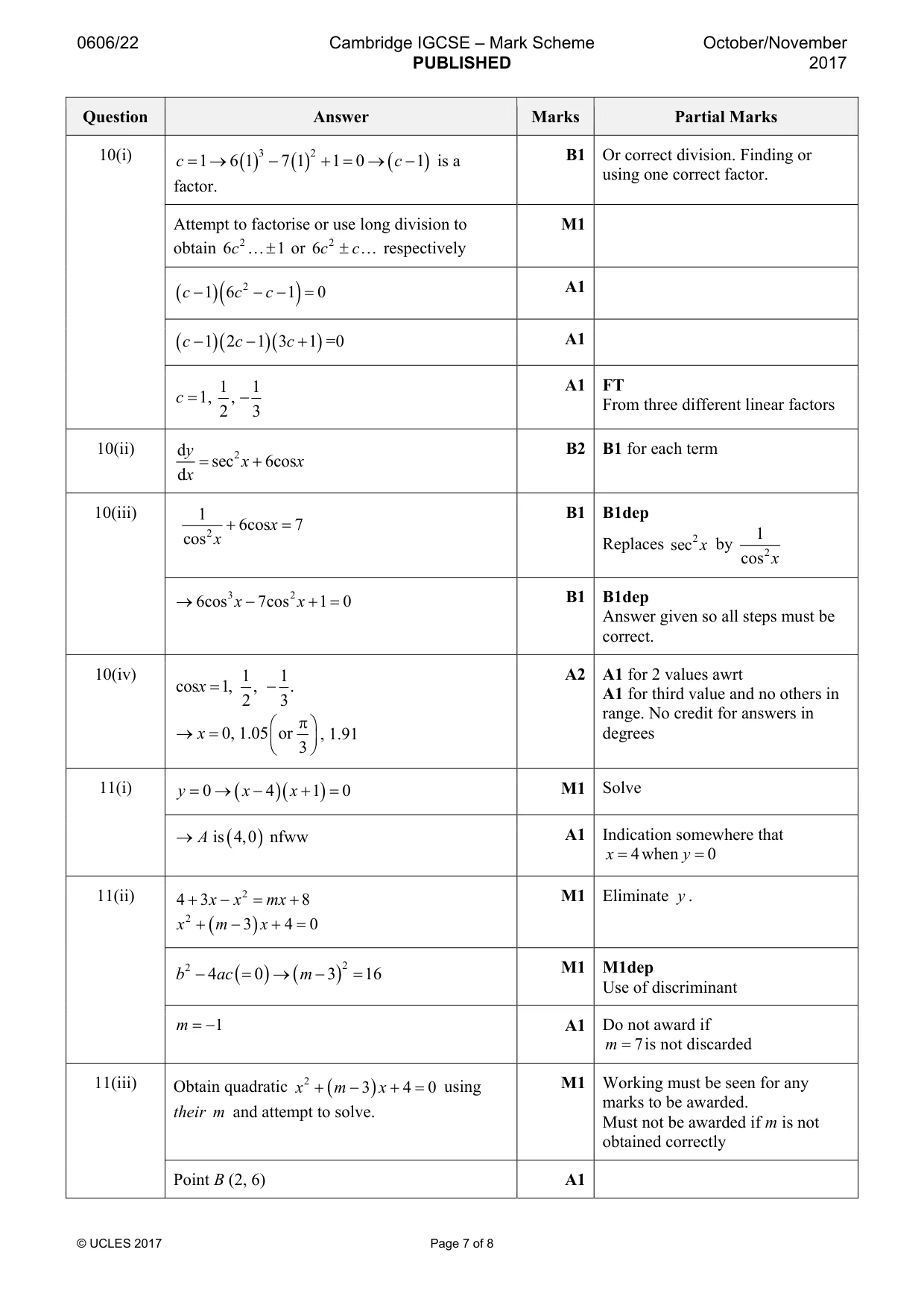 Mark scheme, page 7 of 8