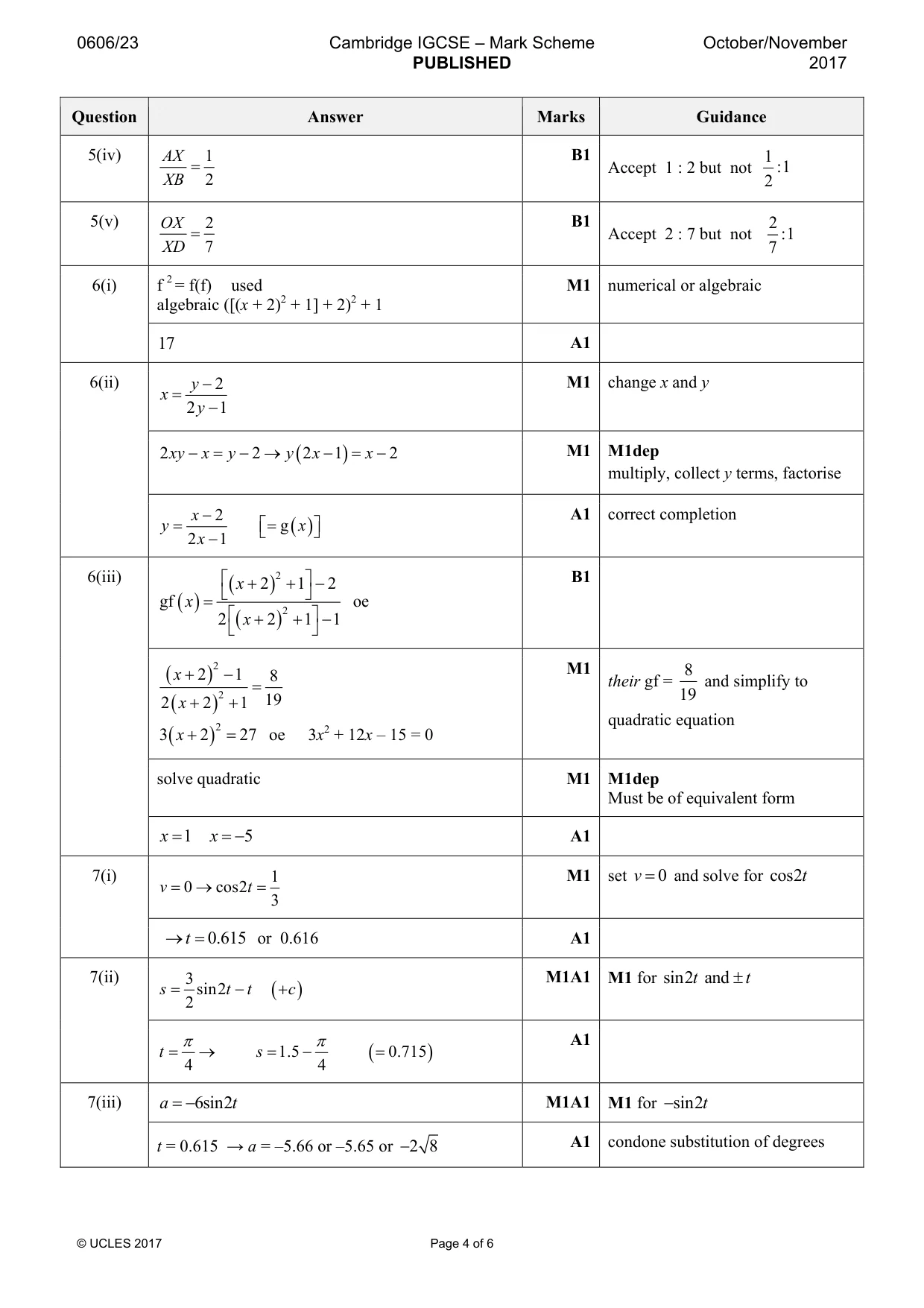 Mark scheme, page 4 of 6