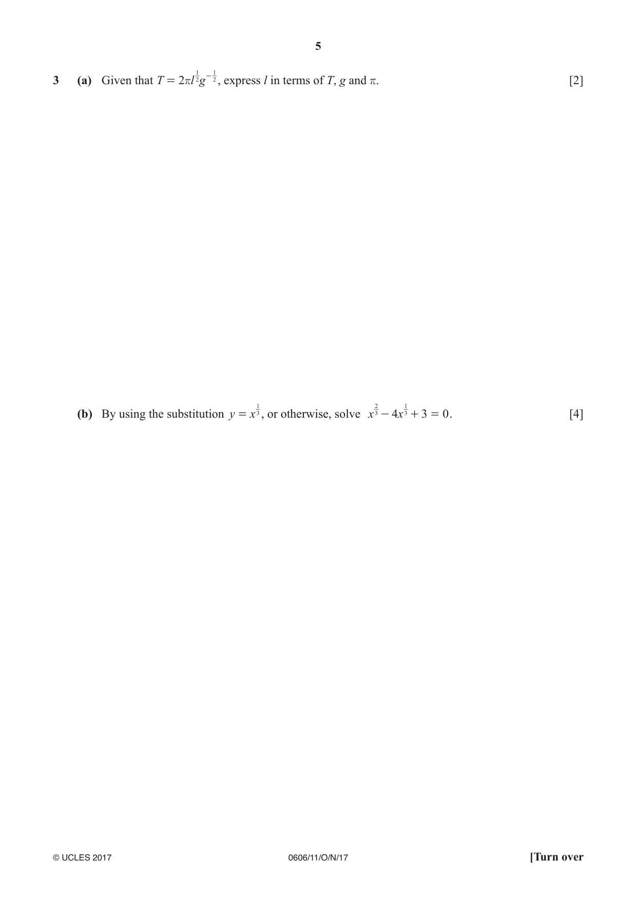 Cambridge IGCSE Mathematics - Additional 0606 2017 Oct/Nov Paper 1 · Variant 1 question paper, page 5 of 16