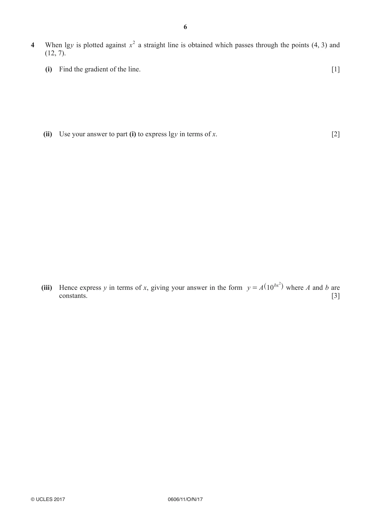 Cambridge IGCSE Mathematics - Additional 0606 2017 Oct/Nov Paper 1 · Variant 1 question paper, page 6 of 16