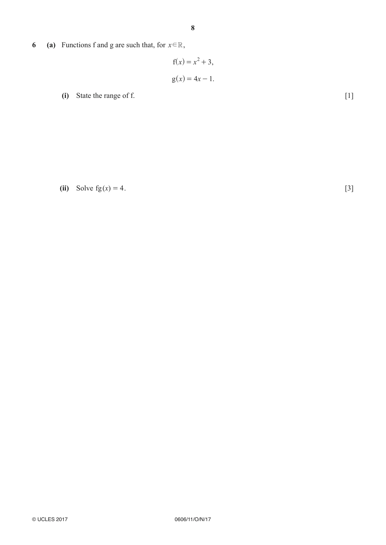 Cambridge IGCSE Mathematics - Additional 0606 2017 Oct/Nov Paper 1 · Variant 1 question paper, page 8 of 16