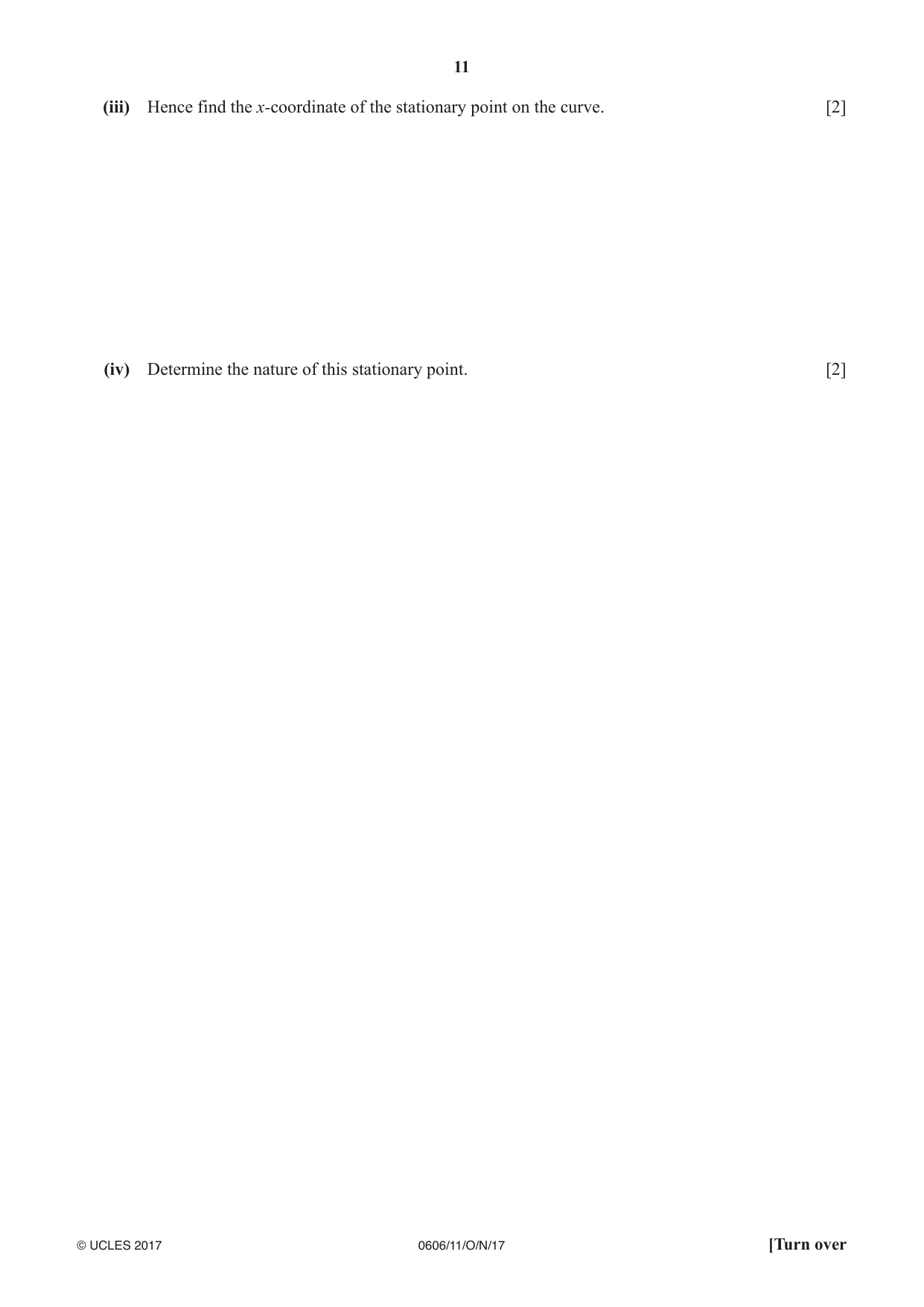 Cambridge IGCSE Mathematics - Additional 0606 2017 Oct/Nov Paper 1 · Variant 1 question paper, page 11 of 16