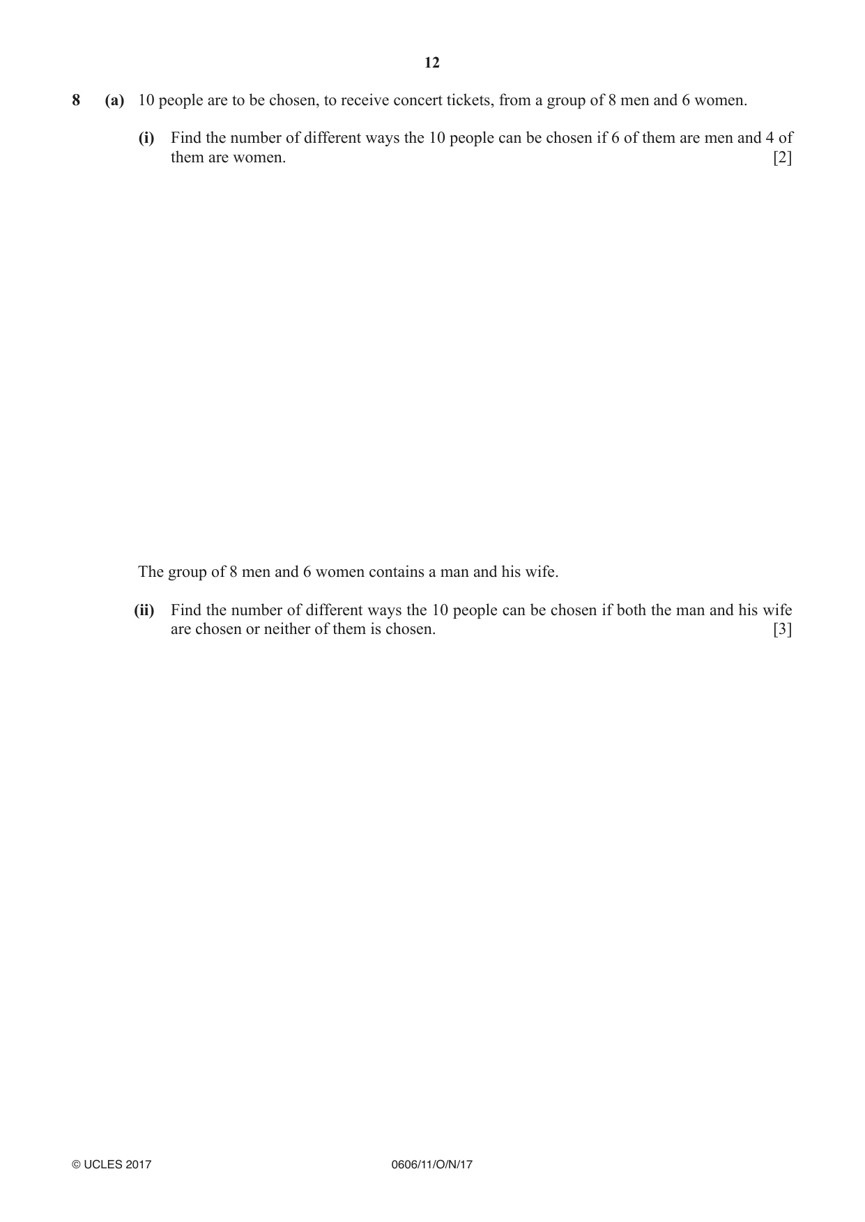 Cambridge IGCSE Mathematics - Additional 0606 2017 Oct/Nov Paper 1 · Variant 1 question paper, page 12 of 16
