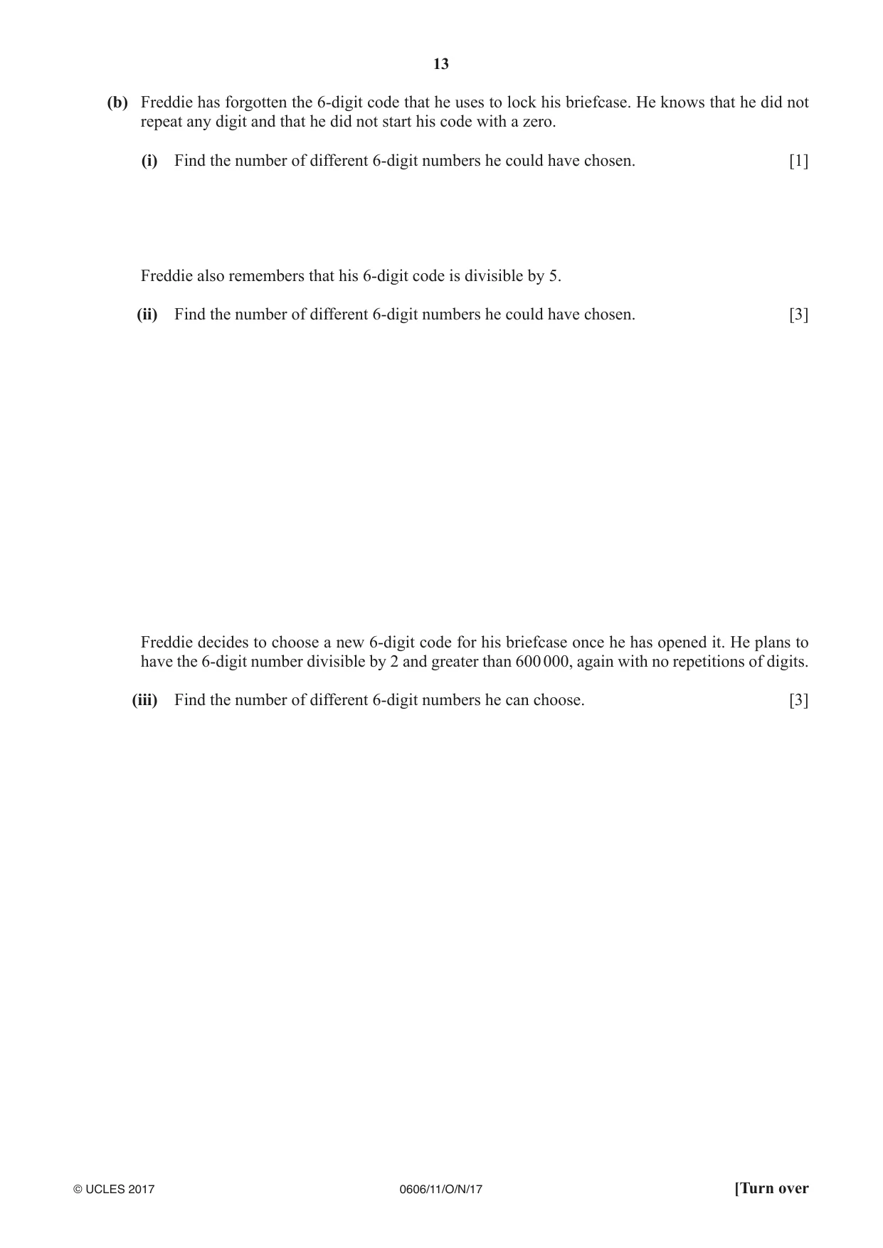 Cambridge IGCSE Mathematics - Additional 0606 2017 Oct/Nov Paper 1 · Variant 1 question paper, page 13 of 16