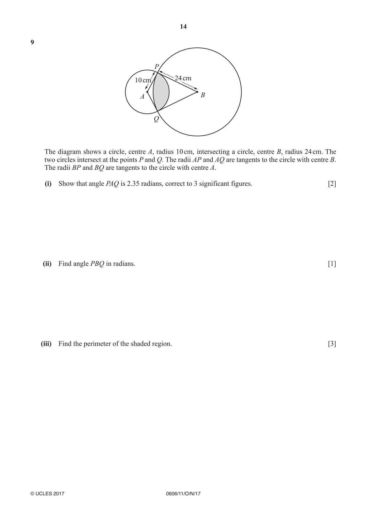 Cambridge IGCSE Mathematics - Additional 0606 2017 Oct/Nov Paper 1 · Variant 1 question paper, page 14 of 16
