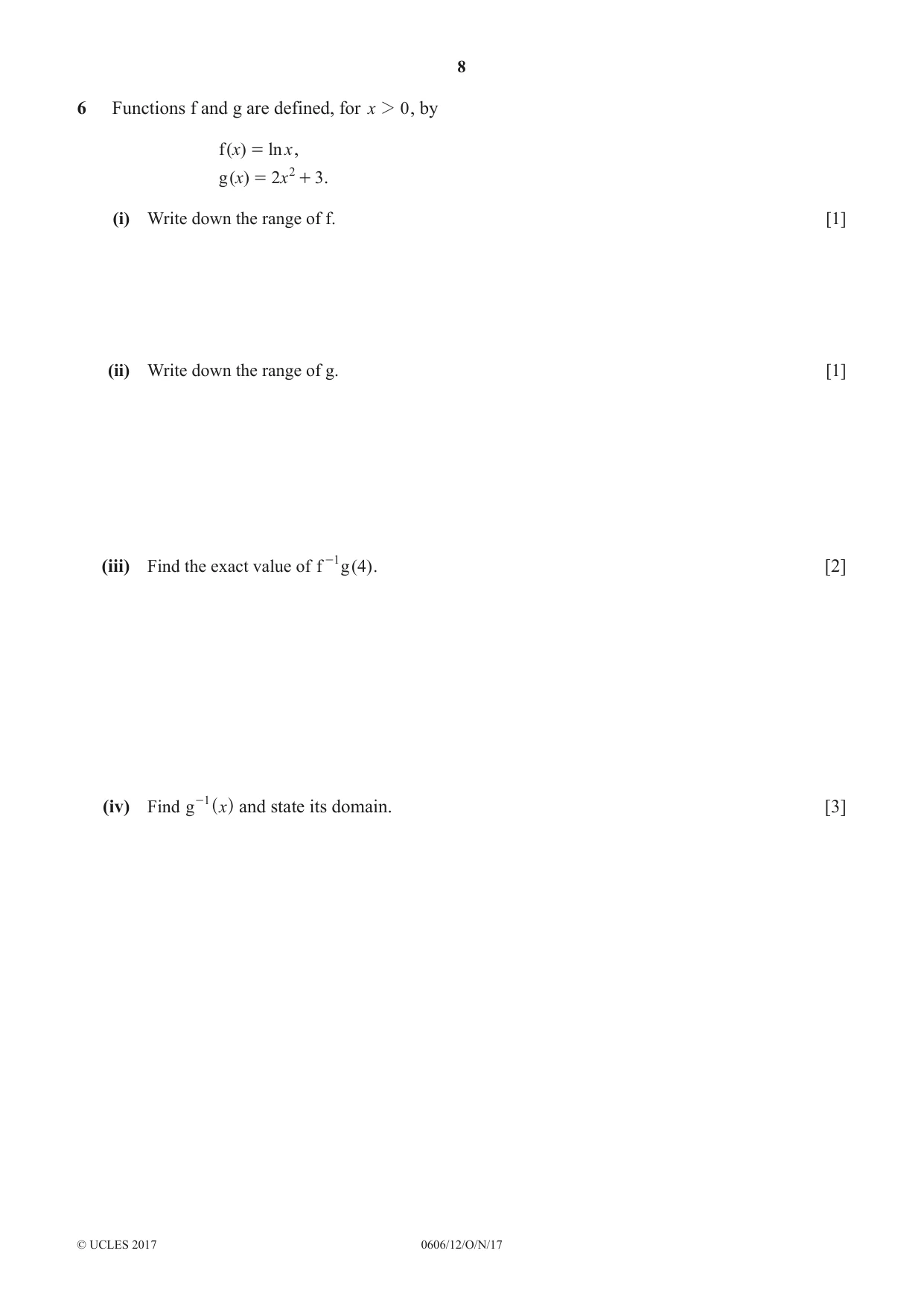 Cambridge IGCSE Mathematics - Additional 0606 2017 Oct/Nov Paper 1 · Variant 2 question paper, page 8 of 16