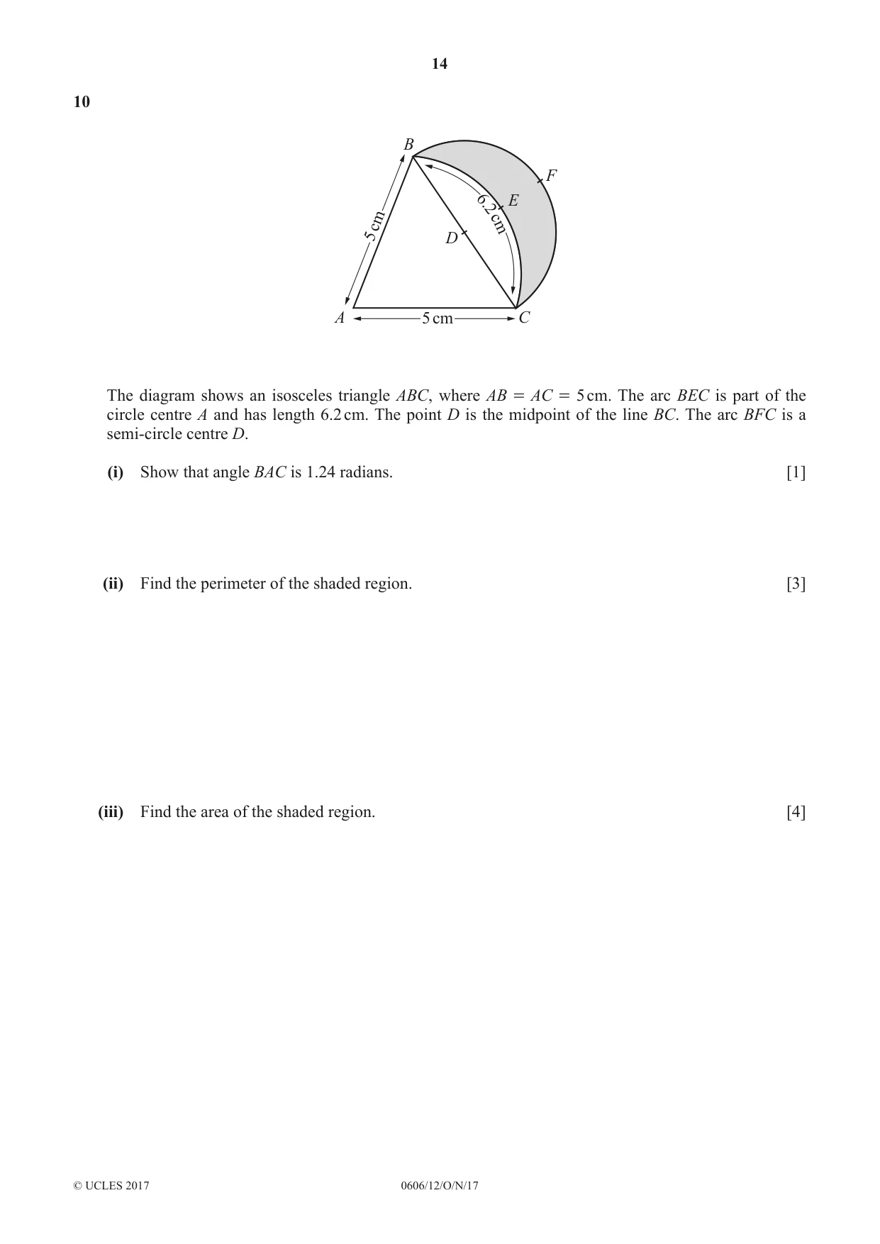 Cambridge IGCSE Mathematics - Additional 0606 2017 Oct/Nov Paper 1 · Variant 2 question paper, page 14 of 16