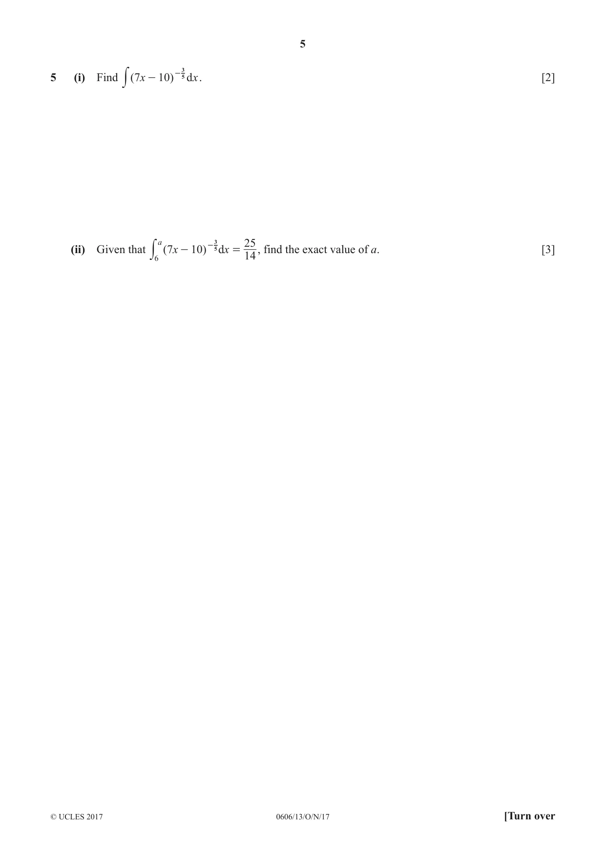 Cambridge IGCSE Mathematics - Additional 0606 2017 Oct/Nov Paper 1 · Variant 3 question paper, page 5 of 16