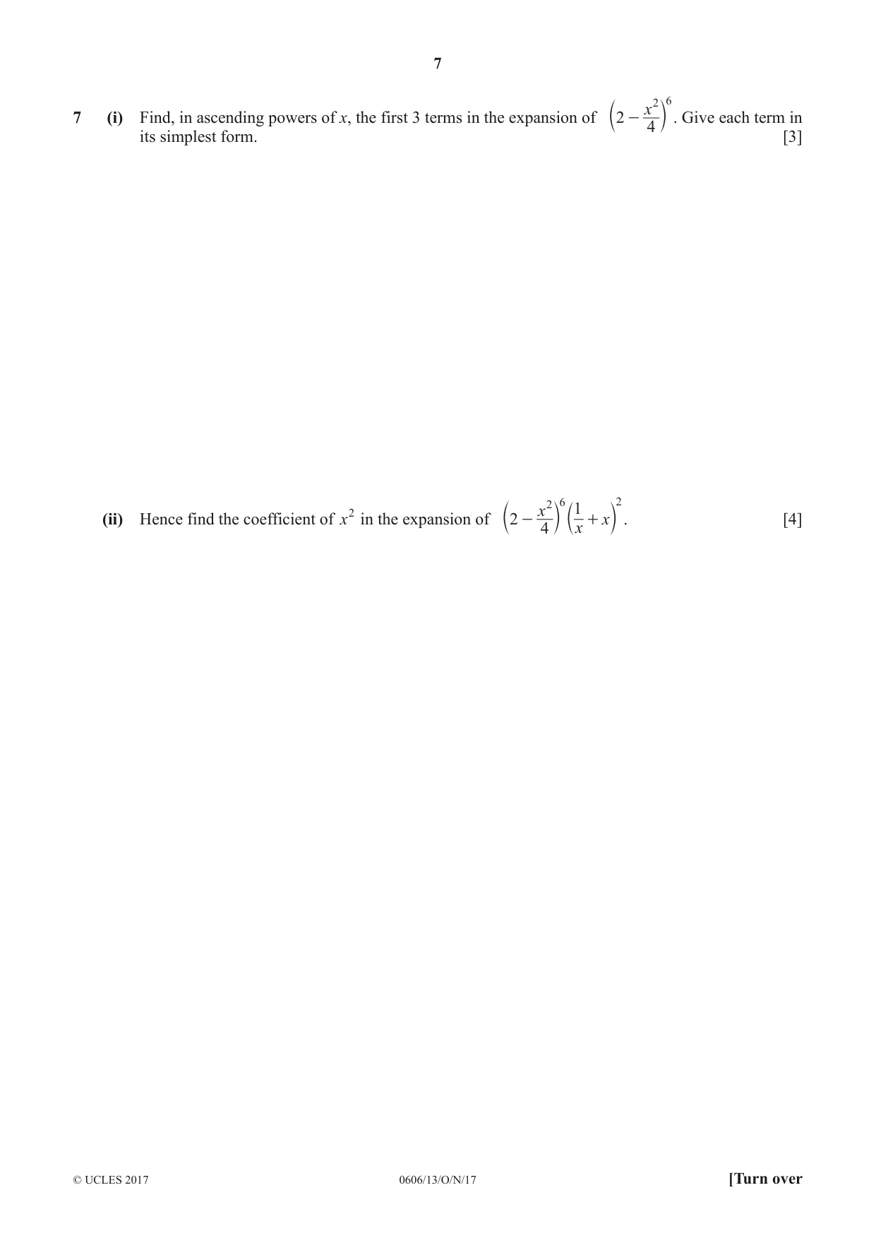 Cambridge IGCSE Mathematics - Additional 0606 2017 Oct/Nov Paper 1 · Variant 3 question paper, page 7 of 16