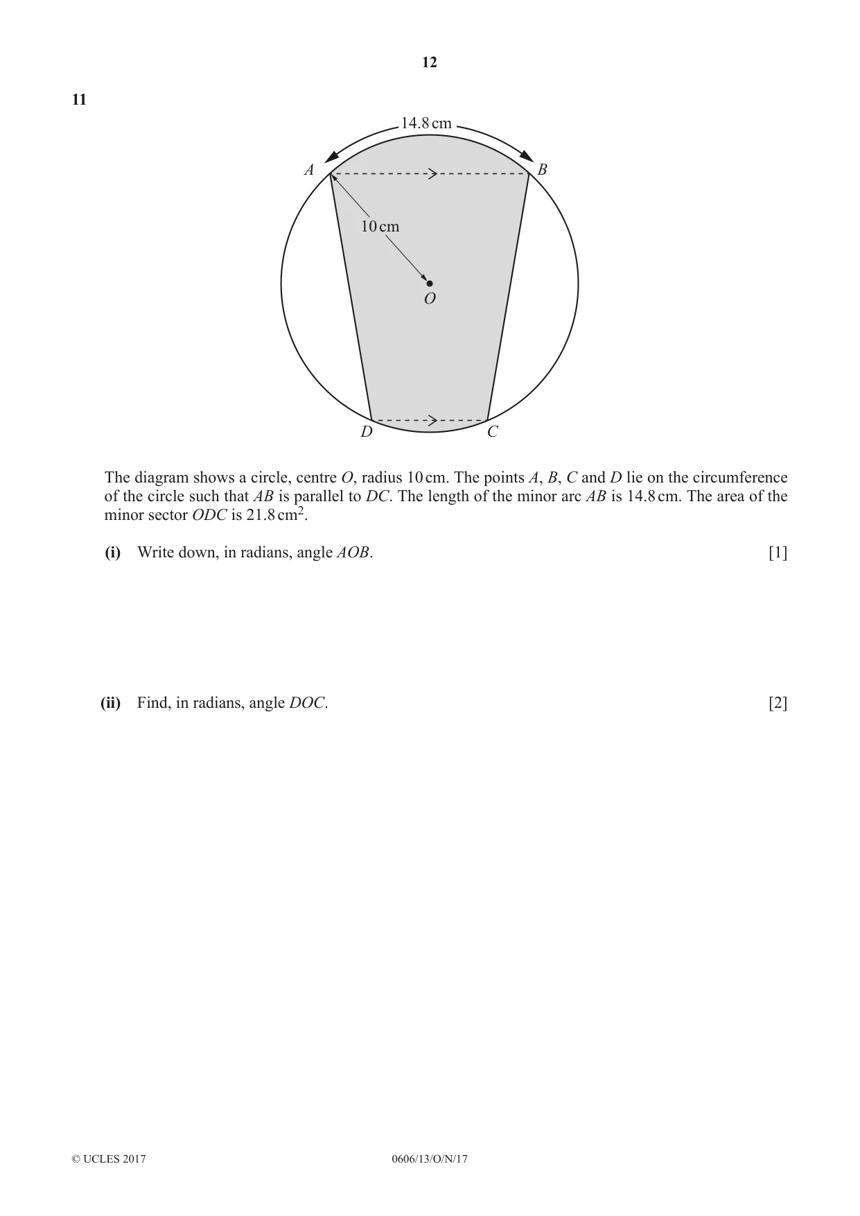 Cambridge IGCSE Mathematics - Additional 0606 2017 Oct/Nov Paper 1 · Variant 3 question paper, page 12 of 16