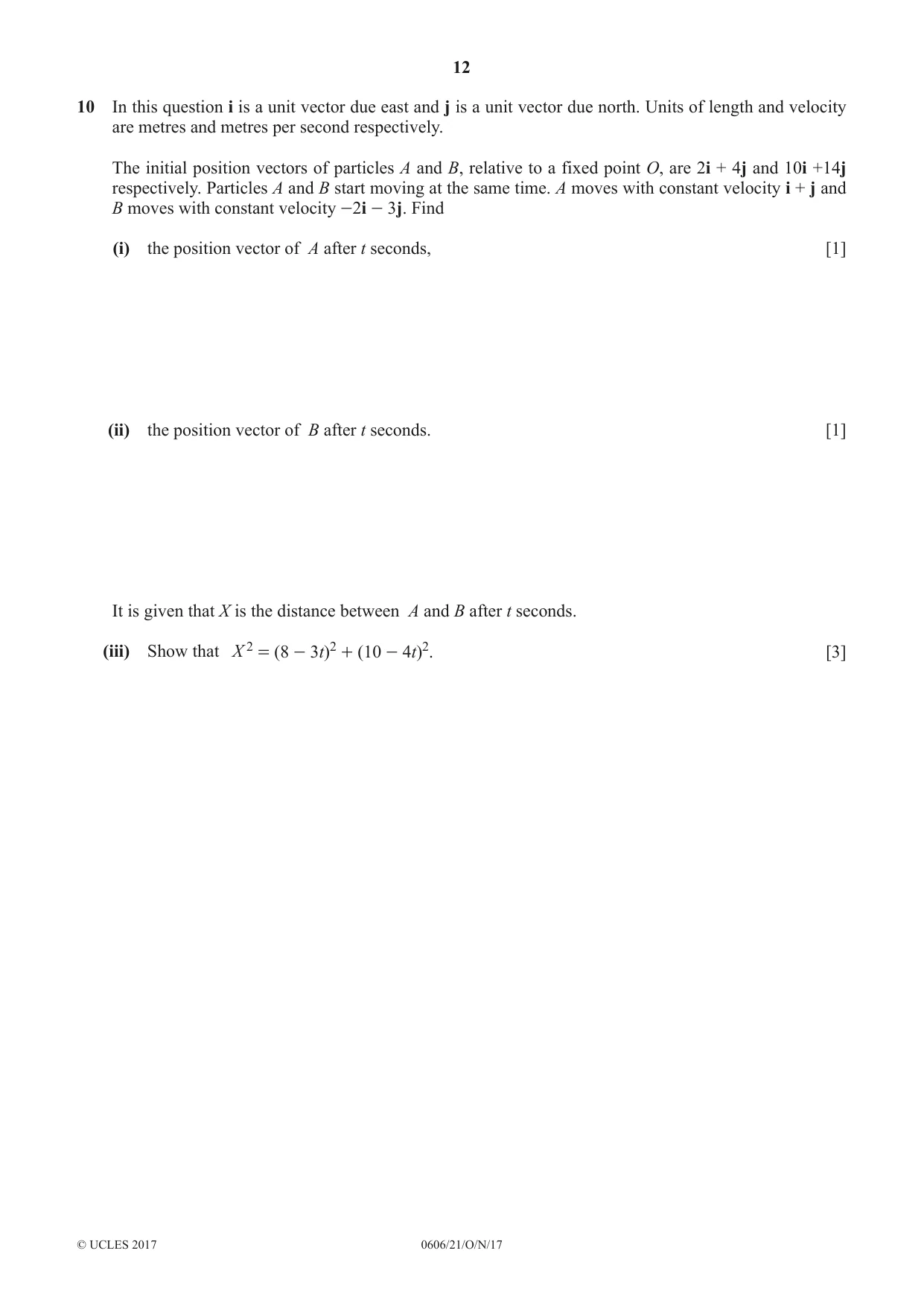 Cambridge IGCSE Mathematics - Additional 0606 2017 Oct/Nov Paper 2 · Variant 1 question paper, page 12 of 16