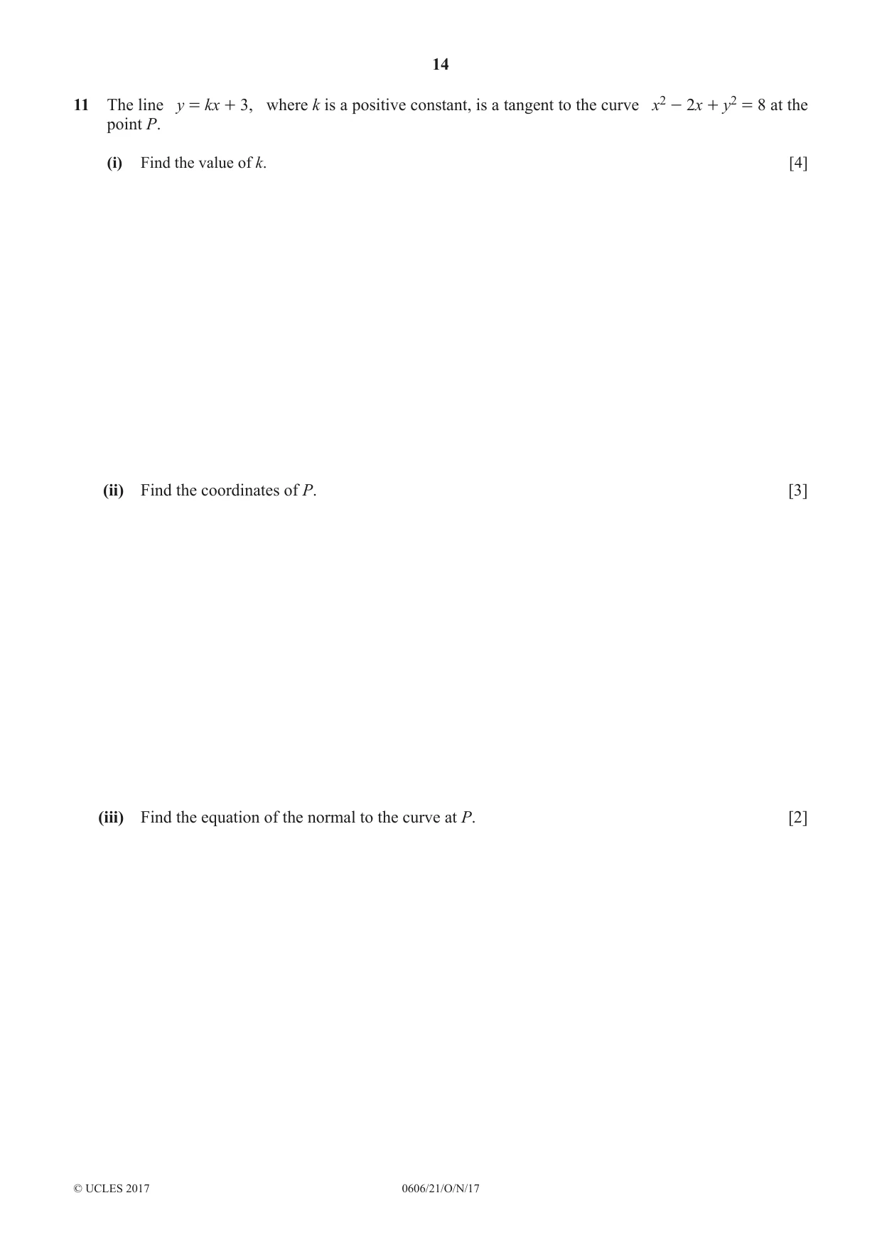 Cambridge IGCSE Mathematics - Additional 0606 2017 Oct/Nov Paper 2 · Variant 1 question paper, page 14 of 16