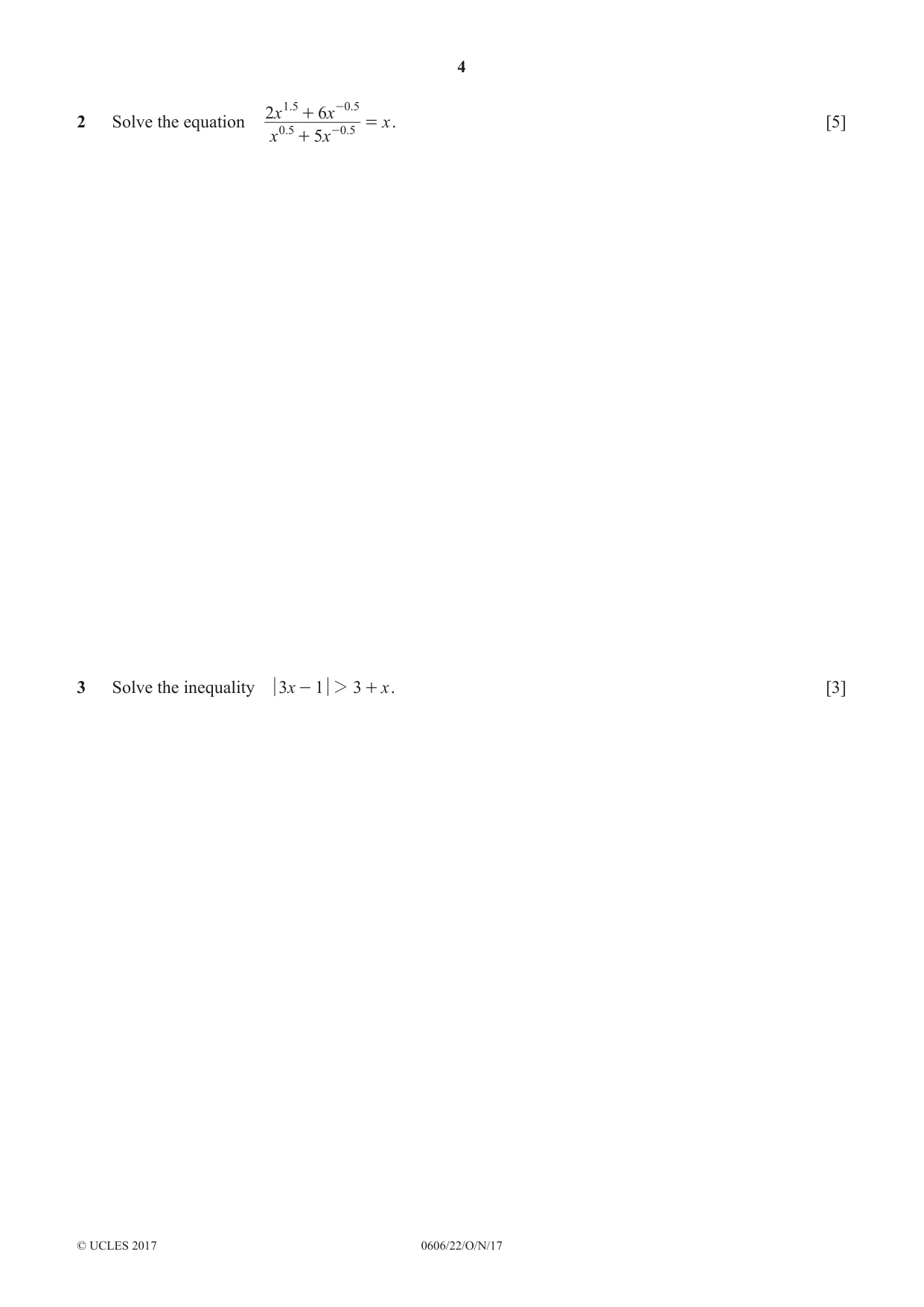 Cambridge IGCSE Mathematics - Additional 0606 2017 Oct/Nov Paper 2 · Variant 2 question paper, page 4 of 16