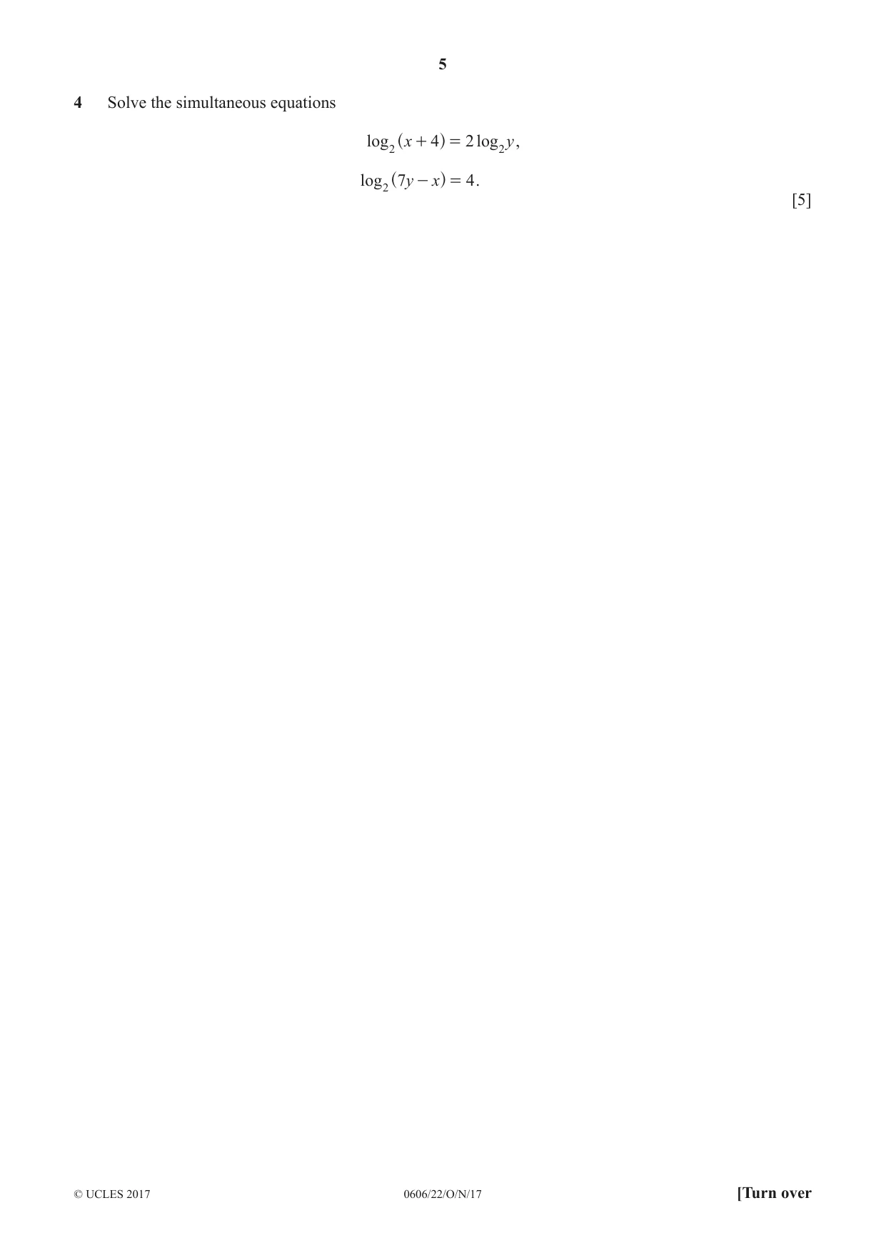 Cambridge IGCSE Mathematics - Additional 0606 2017 Oct/Nov Paper 2 · Variant 2 question paper, page 5 of 16