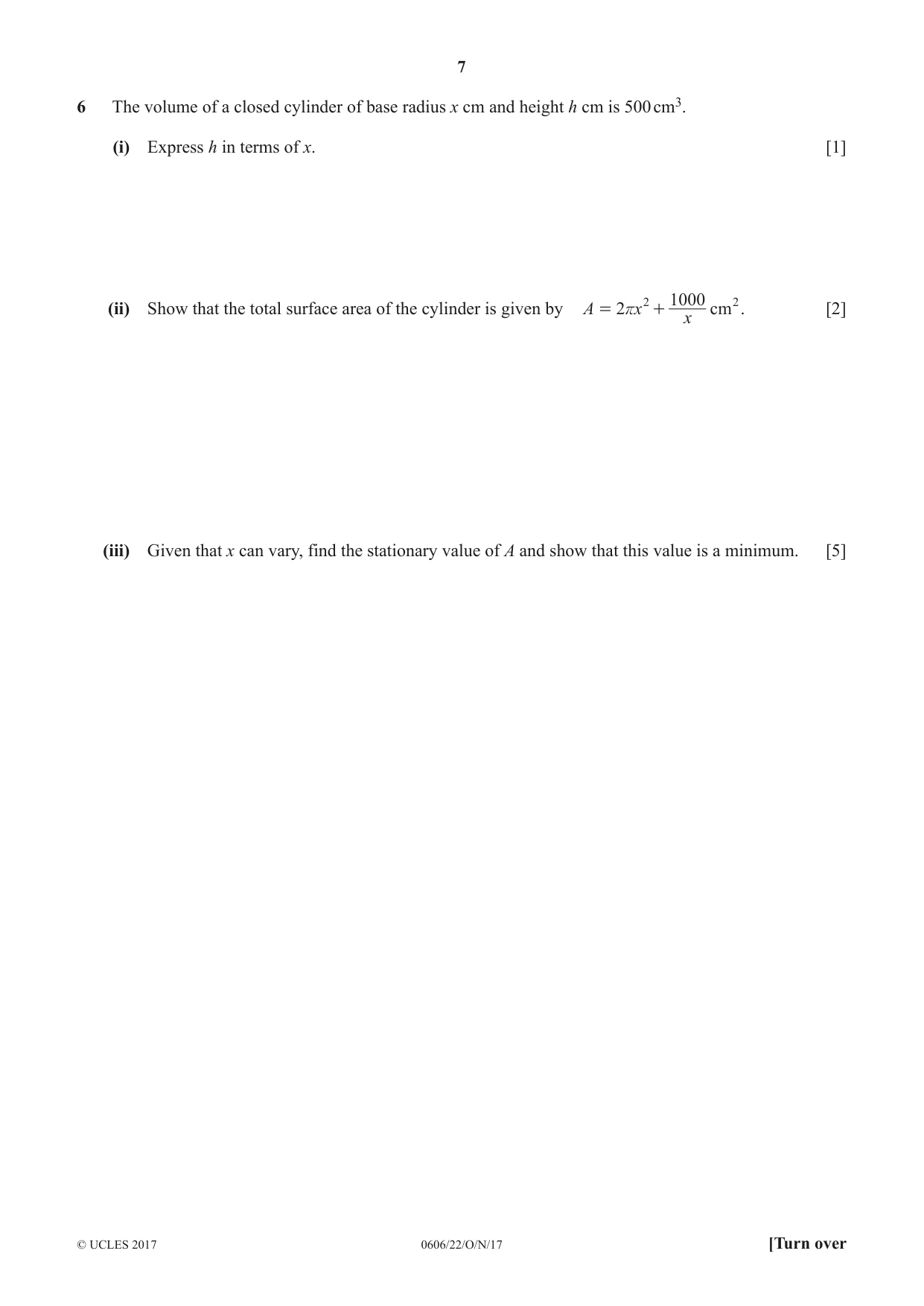 Cambridge IGCSE Mathematics - Additional 0606 2017 Oct/Nov Paper 2 · Variant 2 question paper, page 7 of 16