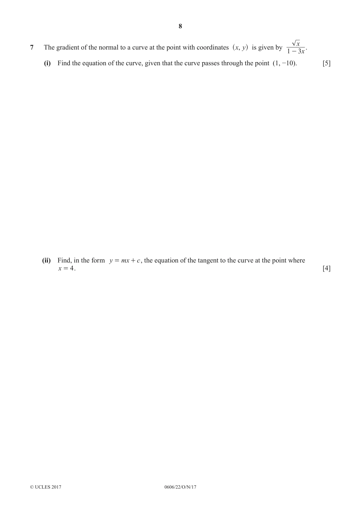 Cambridge IGCSE Mathematics - Additional 0606 2017 Oct/Nov Paper 2 · Variant 2 question paper, page 8 of 16