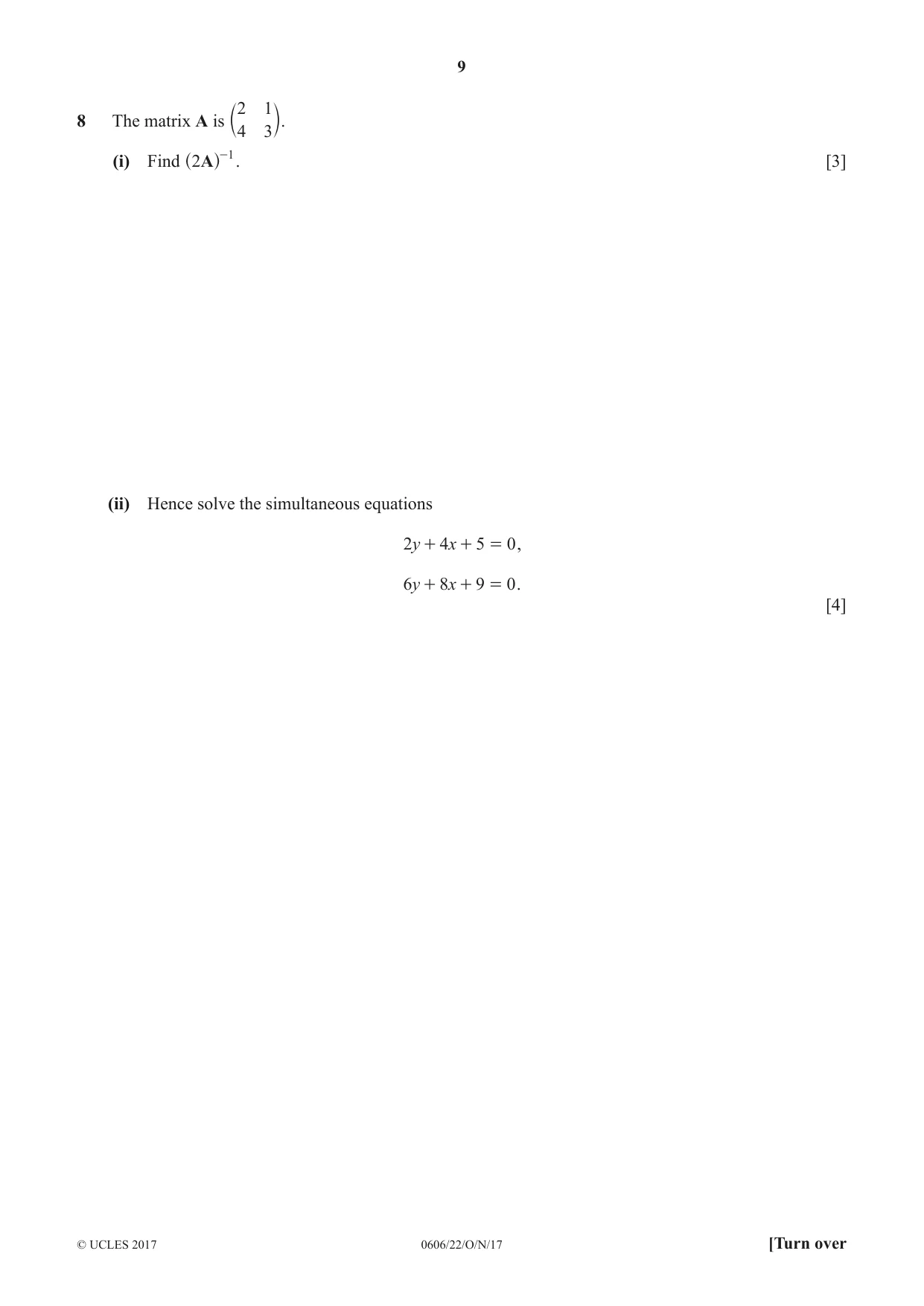 Cambridge IGCSE Mathematics - Additional 0606 2017 Oct/Nov Paper 2 · Variant 2 question paper, page 9 of 16