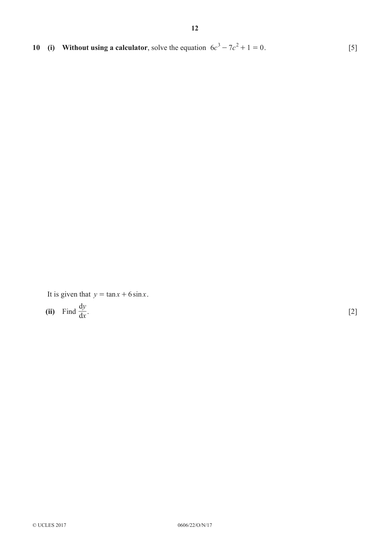 Cambridge IGCSE Mathematics - Additional 0606 2017 Oct/Nov Paper 2 · Variant 2 question paper, page 12 of 16