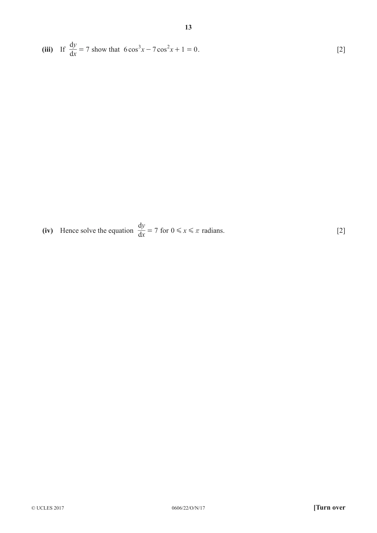Cambridge IGCSE Mathematics - Additional 0606 2017 Oct/Nov Paper 2 · Variant 2 question paper, page 13 of 16