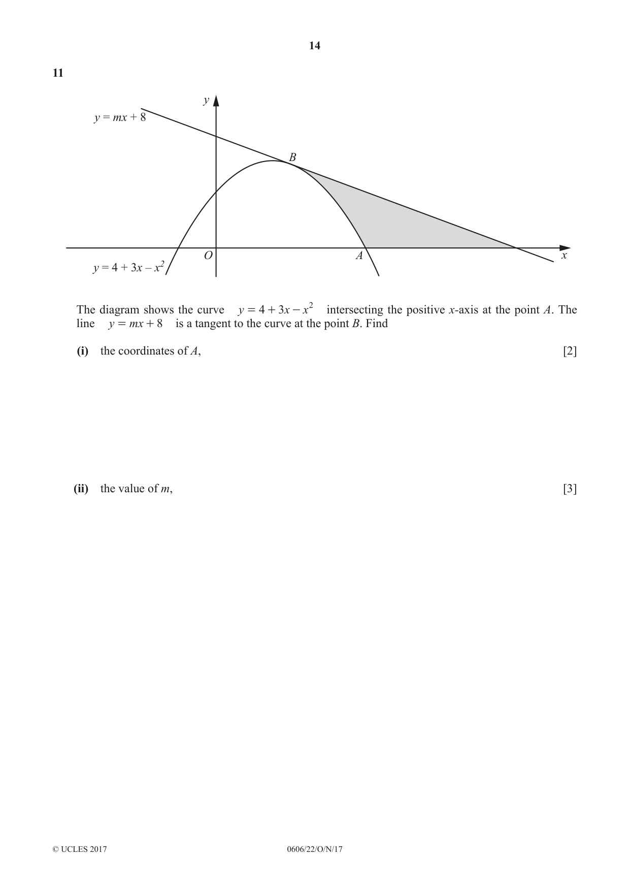 Cambridge IGCSE Mathematics - Additional 0606 2017 Oct/Nov Paper 2 · Variant 2 question paper, page 14 of 16