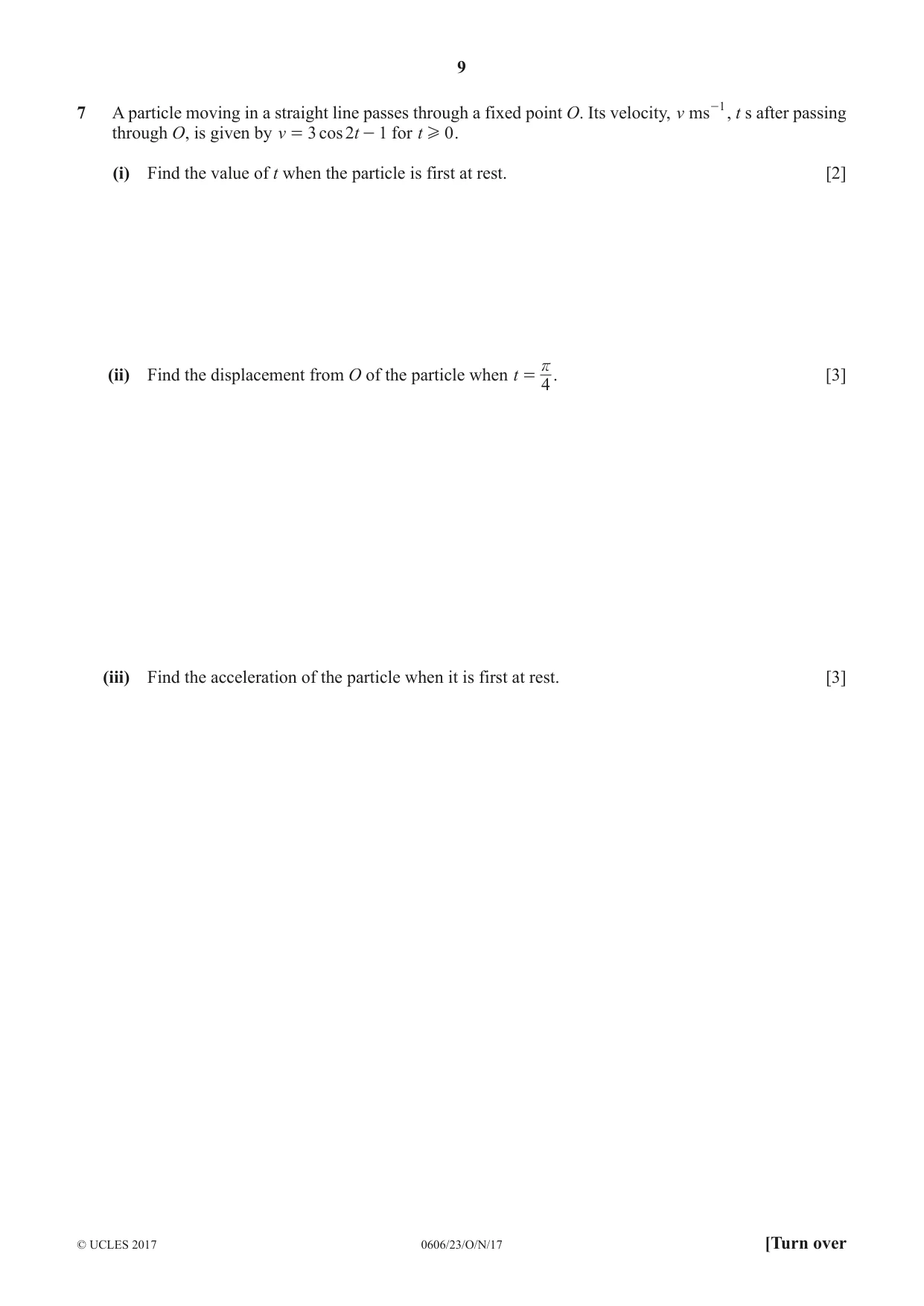 Cambridge IGCSE Mathematics - Additional 0606 2017 Oct/Nov Paper 2 · Variant 3 question paper, page 9 of 16