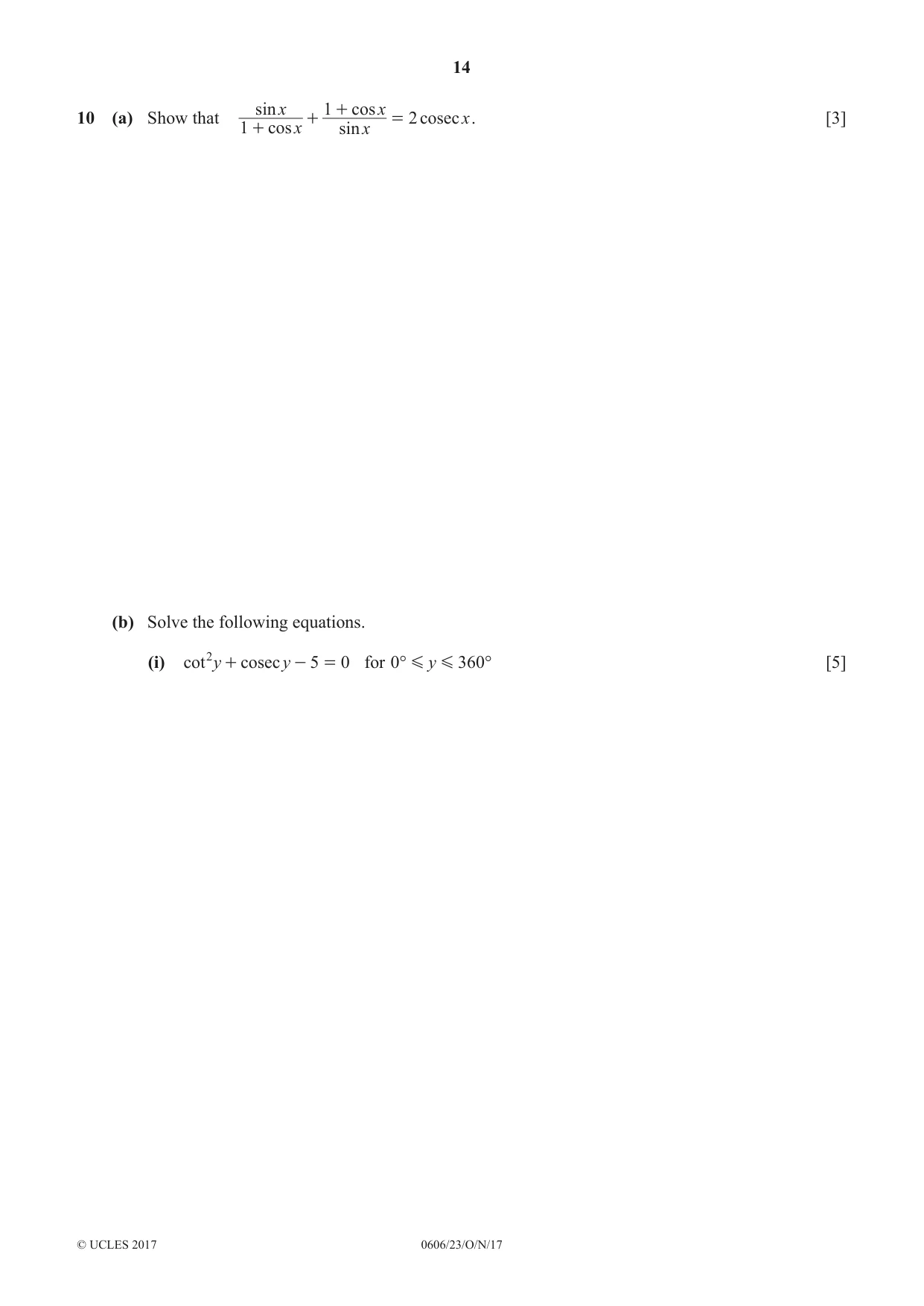 Cambridge IGCSE Mathematics - Additional 0606 2017 Oct/Nov Paper 2 · Variant 3 question paper, page 14 of 16