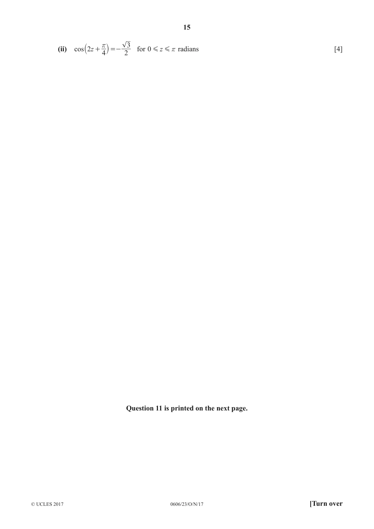 Cambridge IGCSE Mathematics - Additional 0606 2017 Oct/Nov Paper 2 · Variant 3 question paper, page 15 of 16