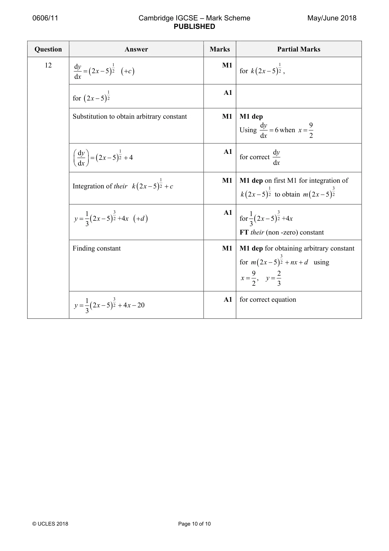 Mark scheme, page 10 of 10