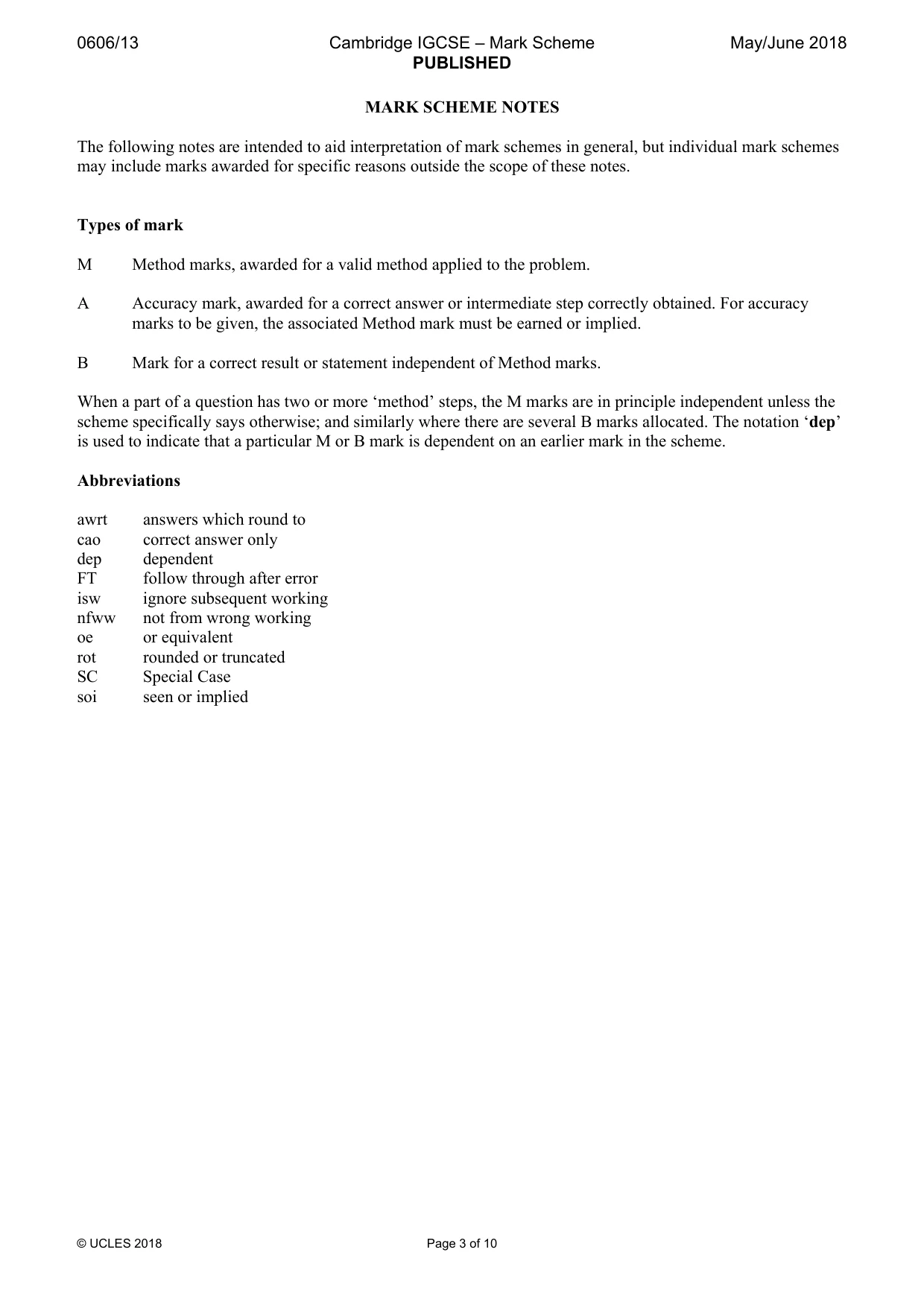 Mark scheme, page 3 of 10