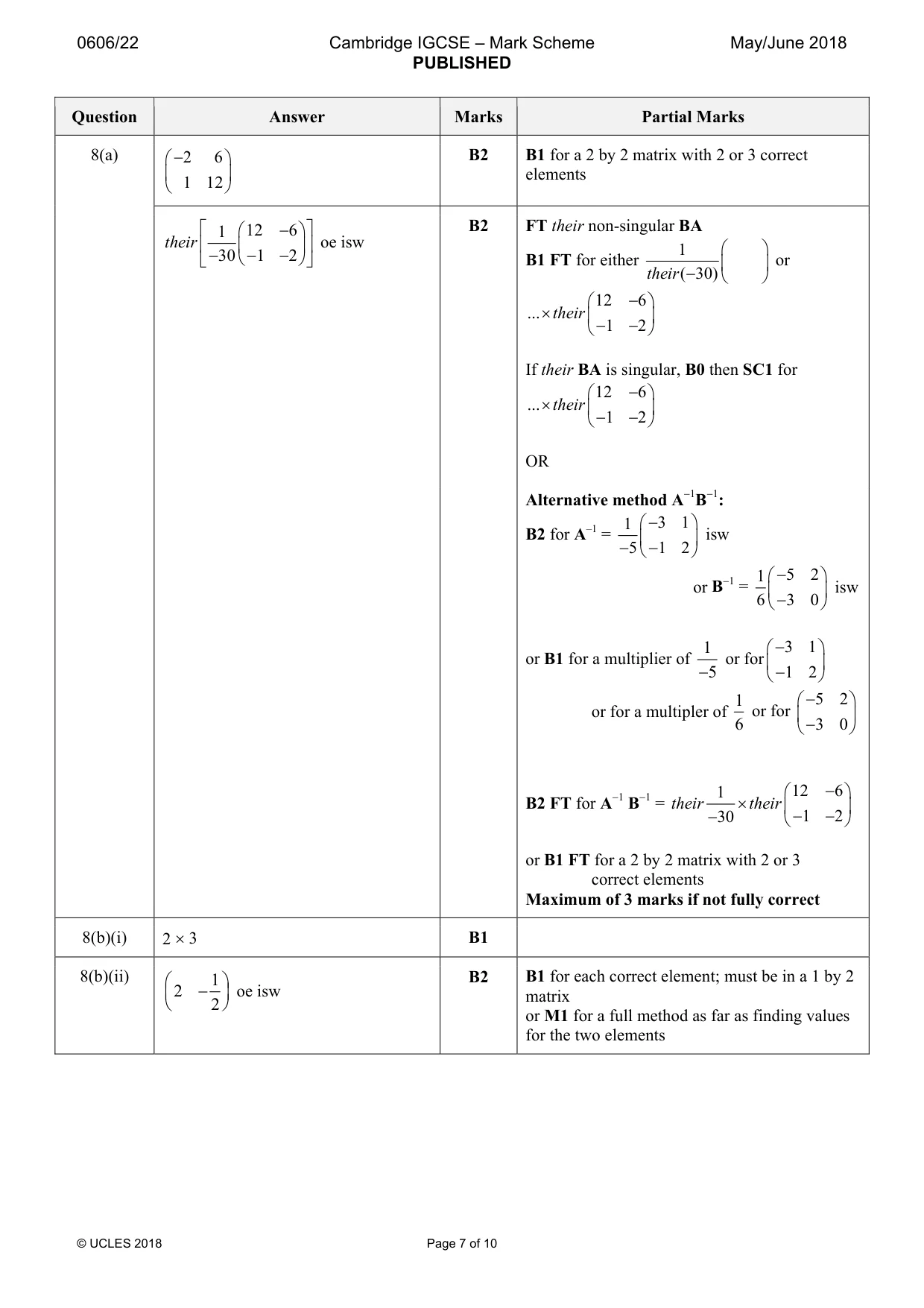 Mark scheme, page 7 of 10