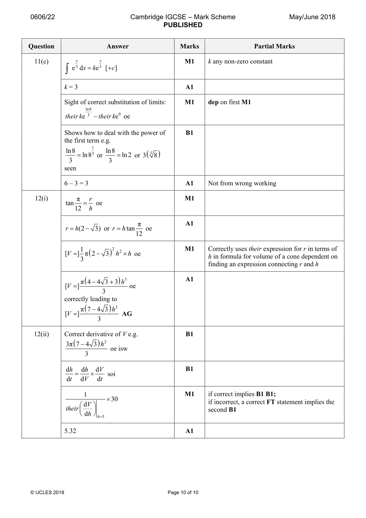 Mark scheme, page 10 of 10