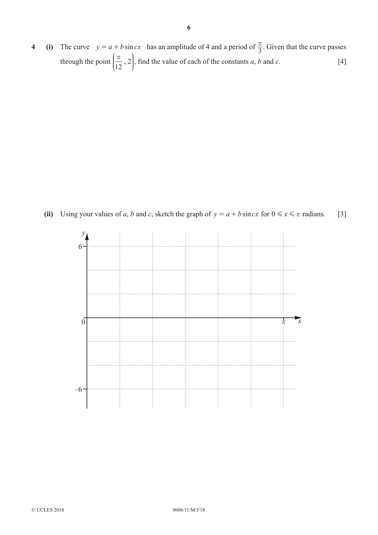 Cambridge IGCSE Mathematics - Additional 0606 2018 May/June Paper 1 · Variant 1 question paper, page 6 of 16